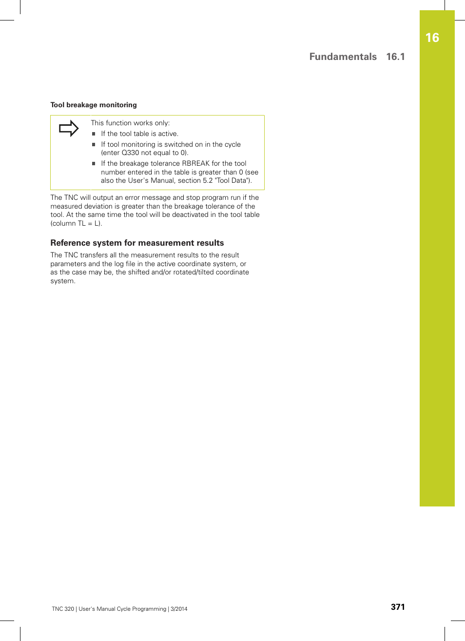 Reference system for measurement results, Fundamentals 16.1 | HEIDENHAIN TNC 320 (77185x-01) Cycle programming User Manual | Page 371 / 445
