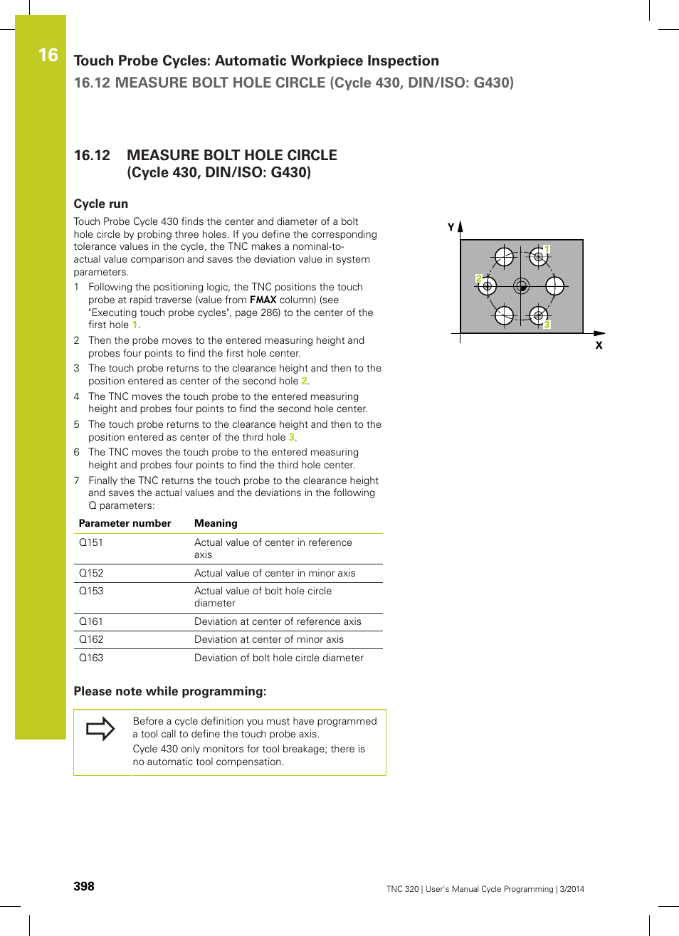 Cycle run, Please note while programming | HEIDENHAIN TNC 320 (77185x-01) Cycle programming User Manual | Page 398 / 445