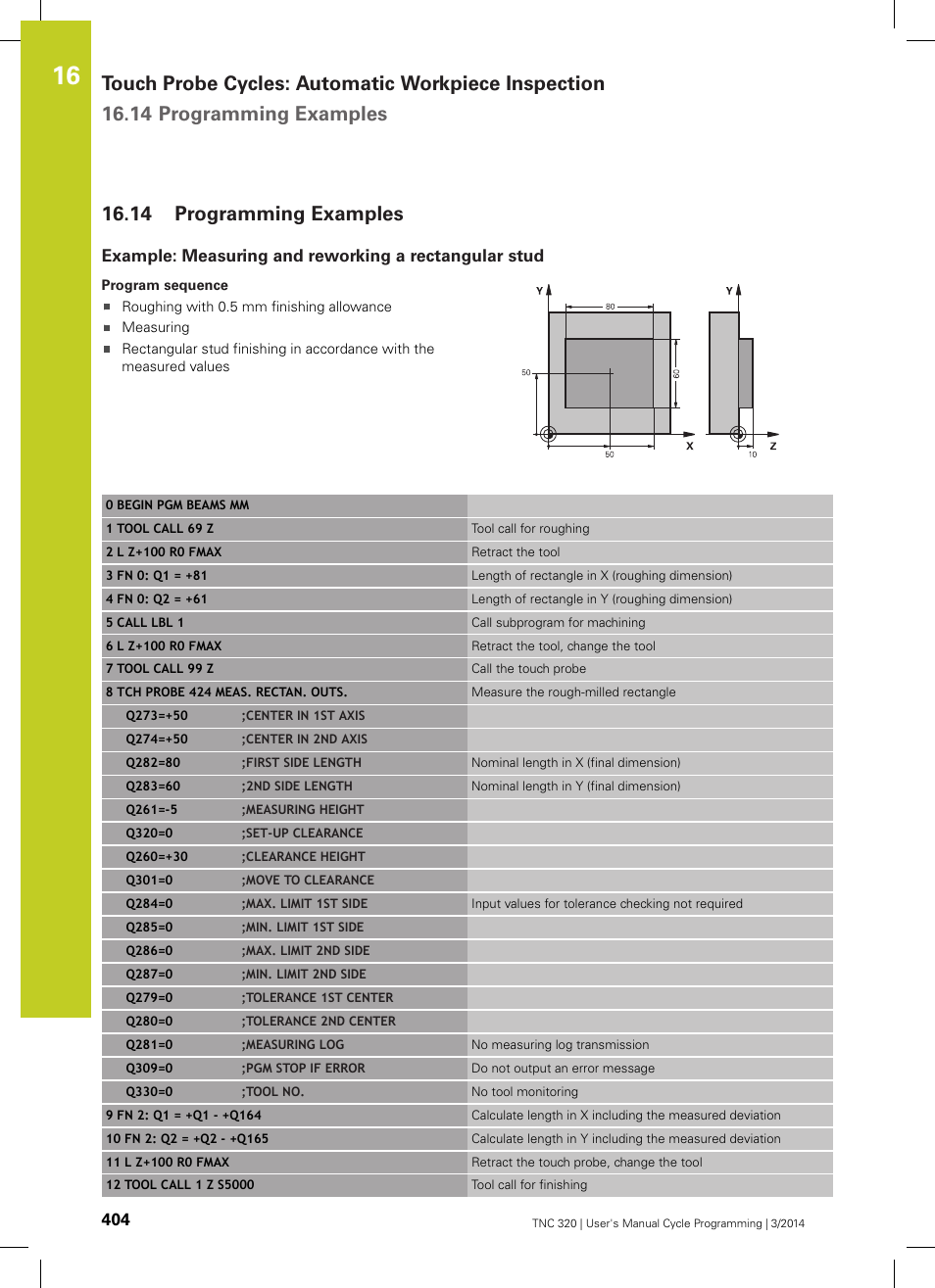14 programming examples, Programming examples | HEIDENHAIN TNC 320 (77185x-01) Cycle programming User Manual | Page 404 / 445