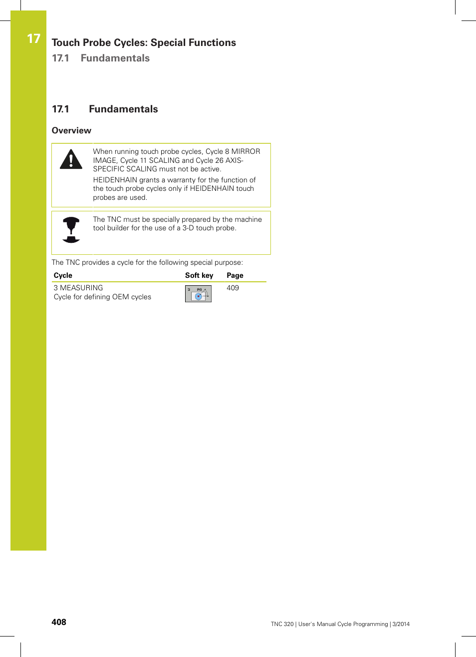 1 fundamentals, Overview, Fundamentals | HEIDENHAIN TNC 320 (77185x-01) Cycle programming User Manual | Page 408 / 445