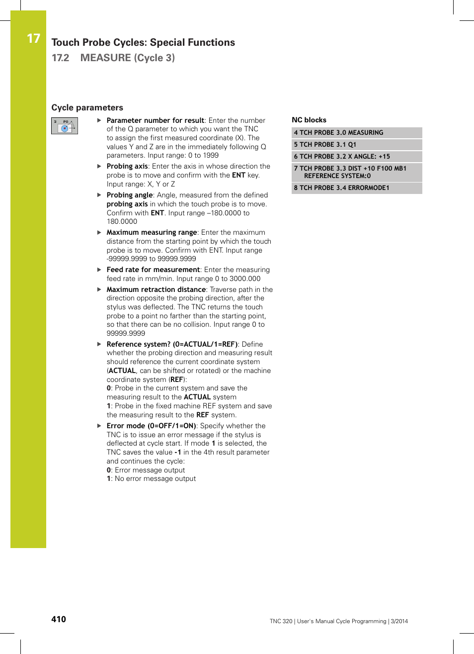 Cycle parameters | HEIDENHAIN TNC 320 (77185x-01) Cycle programming User Manual | Page 410 / 445