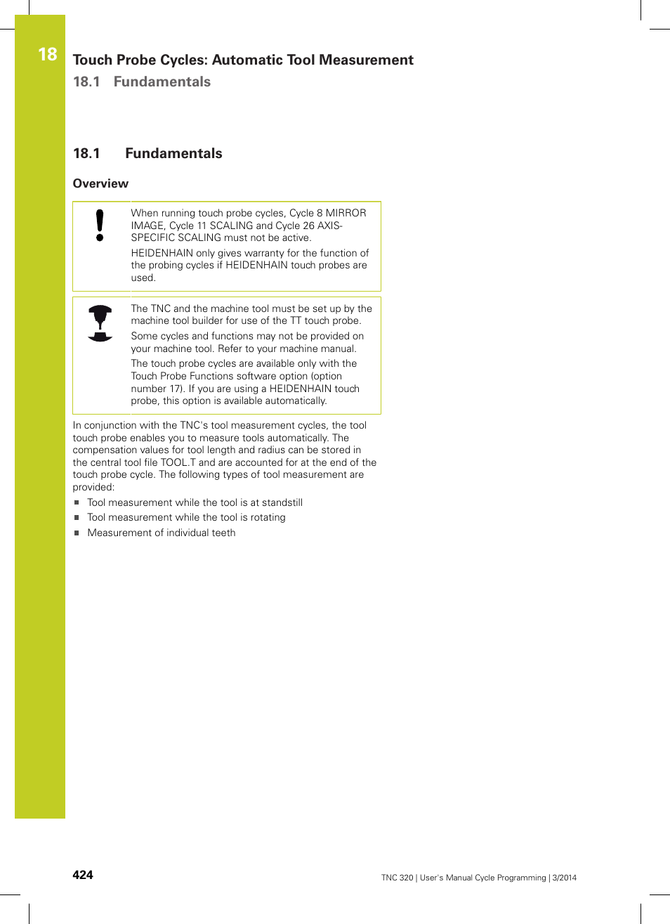 1 fundamentals, Overview, Fundamentals | HEIDENHAIN TNC 320 (77185x-01) Cycle programming User Manual | Page 424 / 445