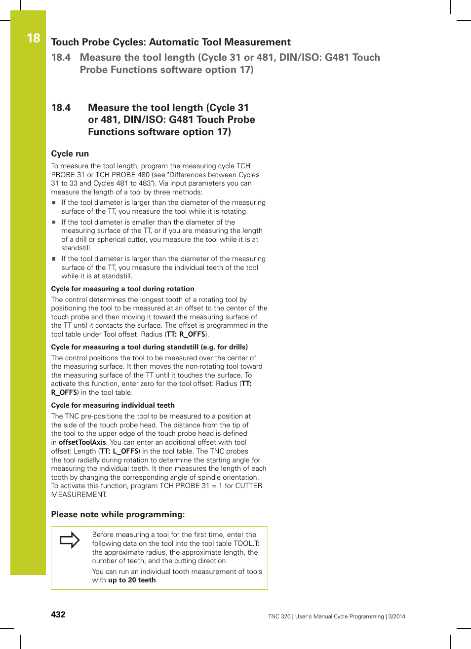 Cycle run, Please note while programming | HEIDENHAIN TNC 320 (77185x-01) Cycle programming User Manual | Page 432 / 445