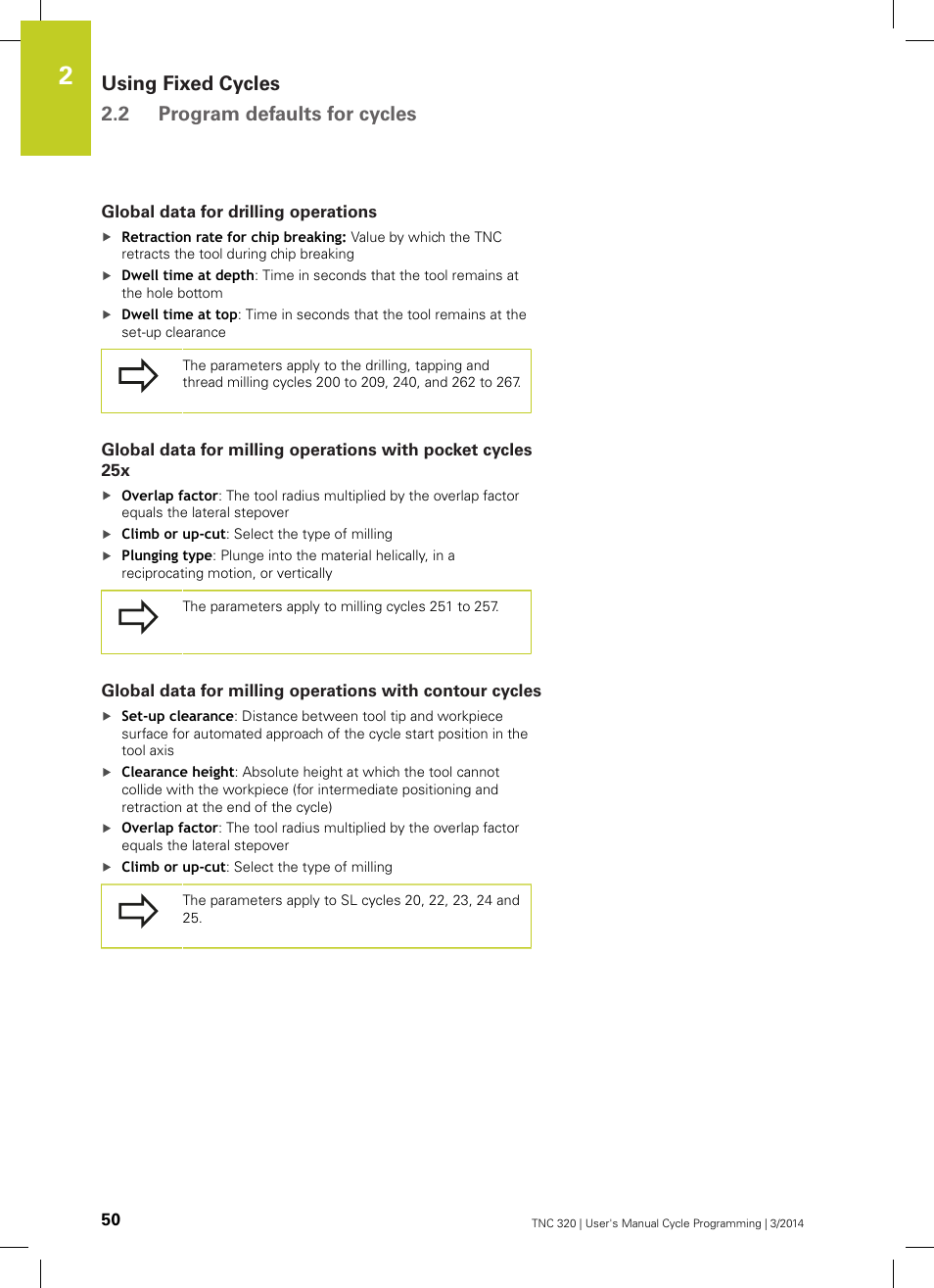 Global data for drilling operations | HEIDENHAIN TNC 320 (77185x-01) Cycle programming User Manual | Page 50 / 445