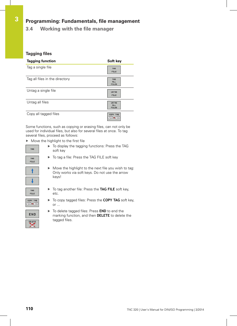 Tagging files | HEIDENHAIN TNC 320 (77185x-01) ISO programming User Manual | Page 110 / 556