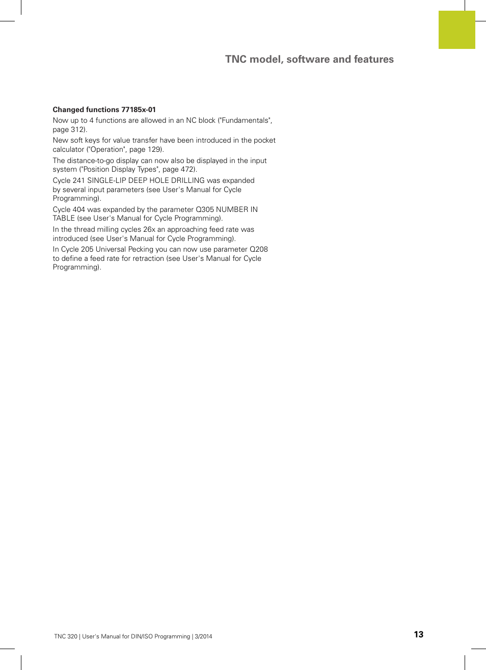 Tnc model, software and features | HEIDENHAIN TNC 320 (77185x-01) ISO programming User Manual | Page 13 / 556