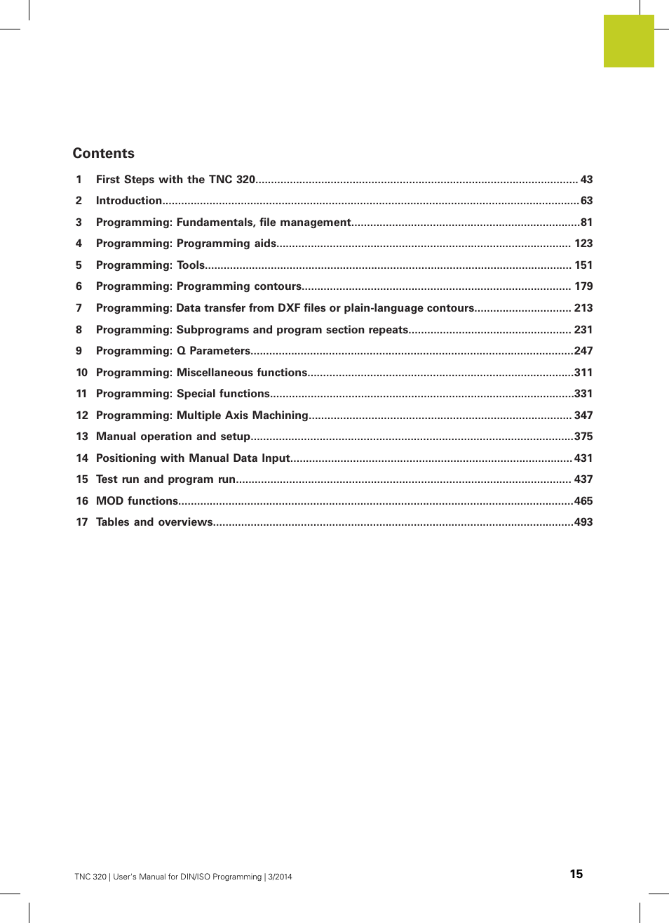 HEIDENHAIN TNC 320 (77185x-01) ISO programming User Manual | Page 15 / 556