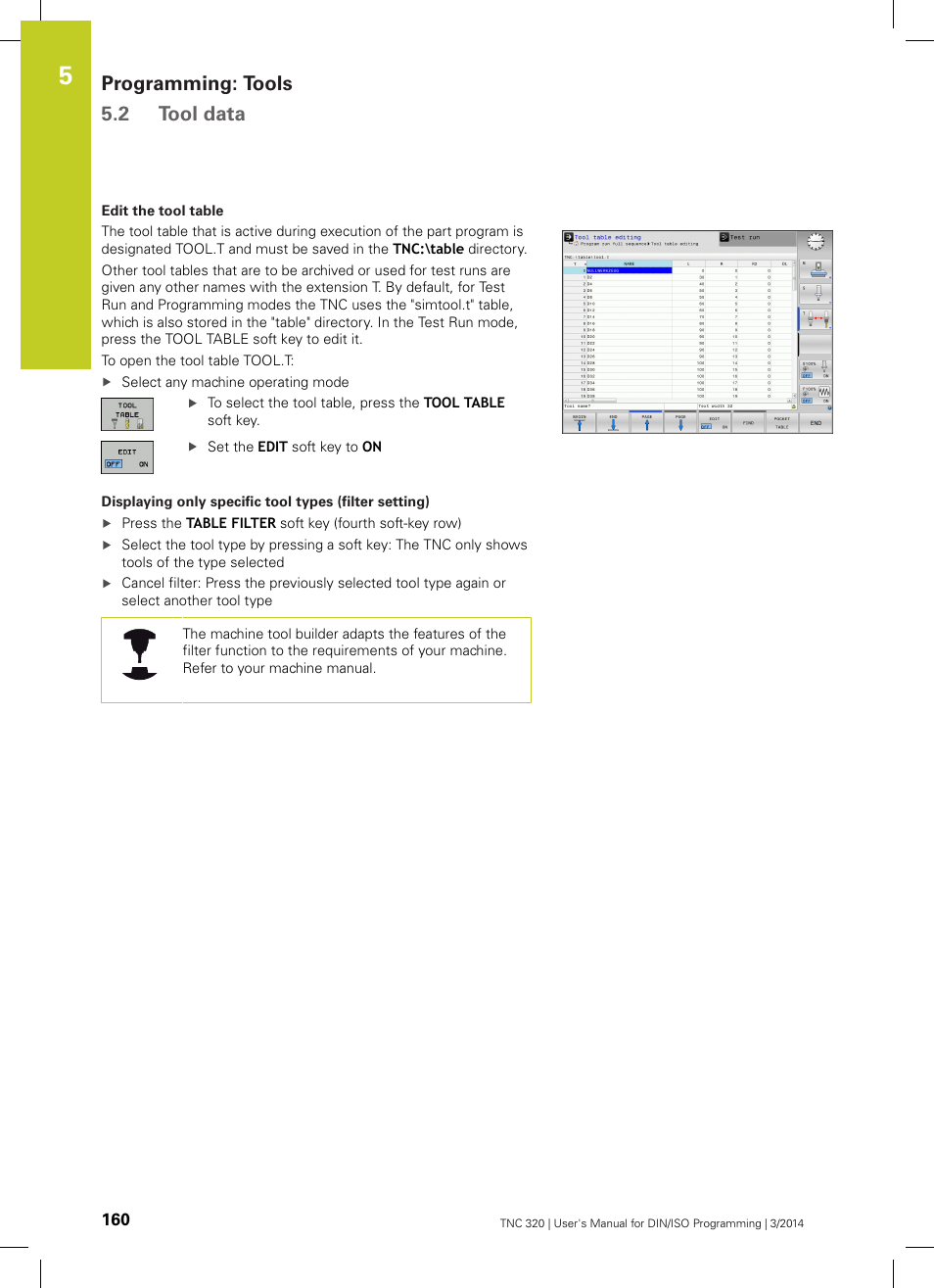 Programming: tools 5.2 tool data | HEIDENHAIN TNC 320 (77185x-01) ISO programming User Manual | Page 160 / 556