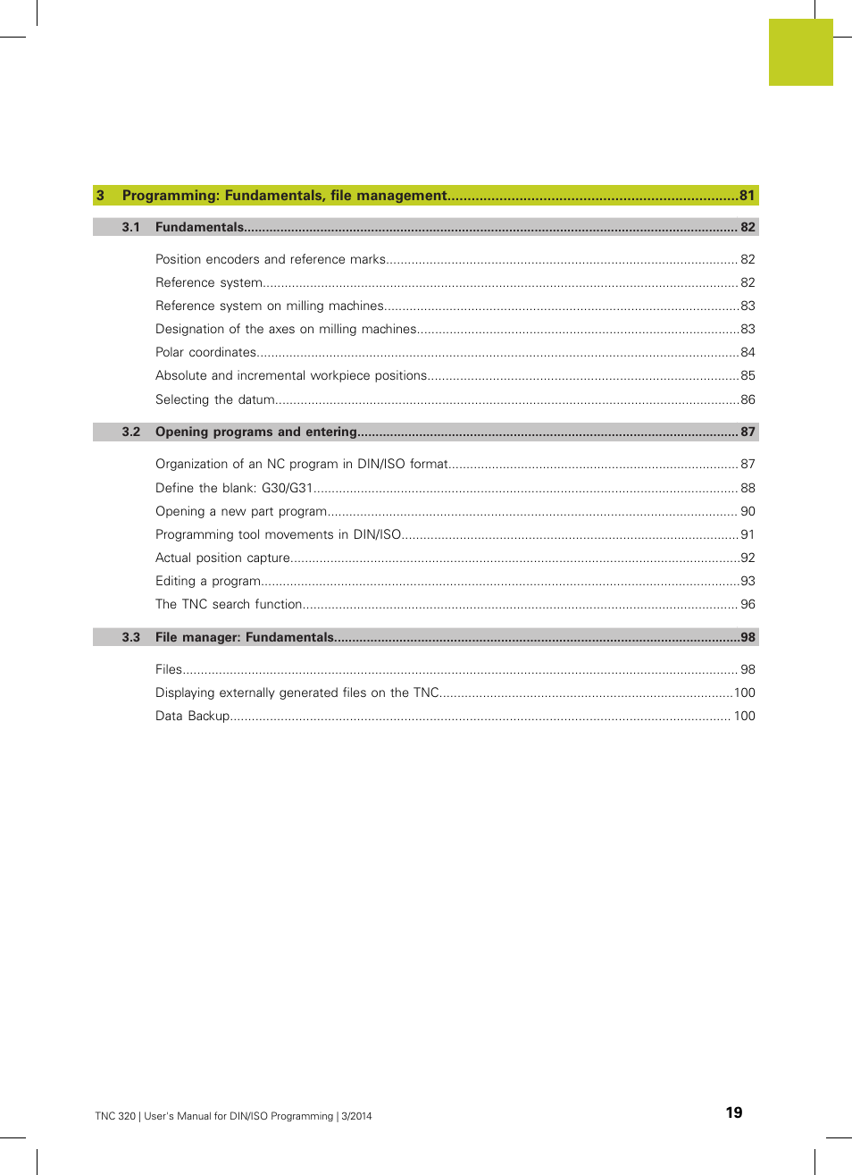 HEIDENHAIN TNC 320 (77185x-01) ISO programming User Manual | Page 19 / 556