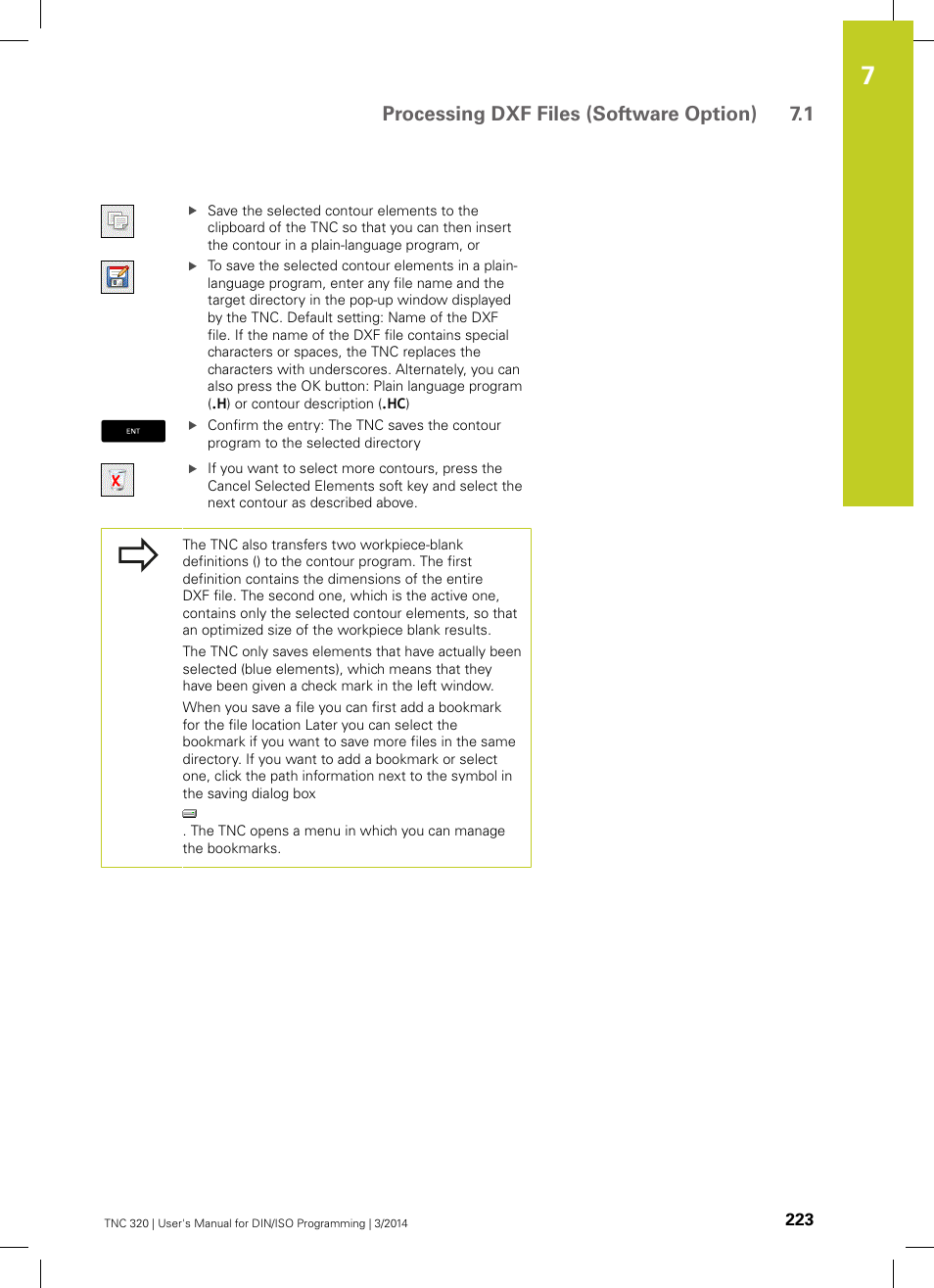 Processing dxf files (software option) 7.1 | HEIDENHAIN TNC 320 (77185x-01) ISO programming User Manual | Page 223 / 556