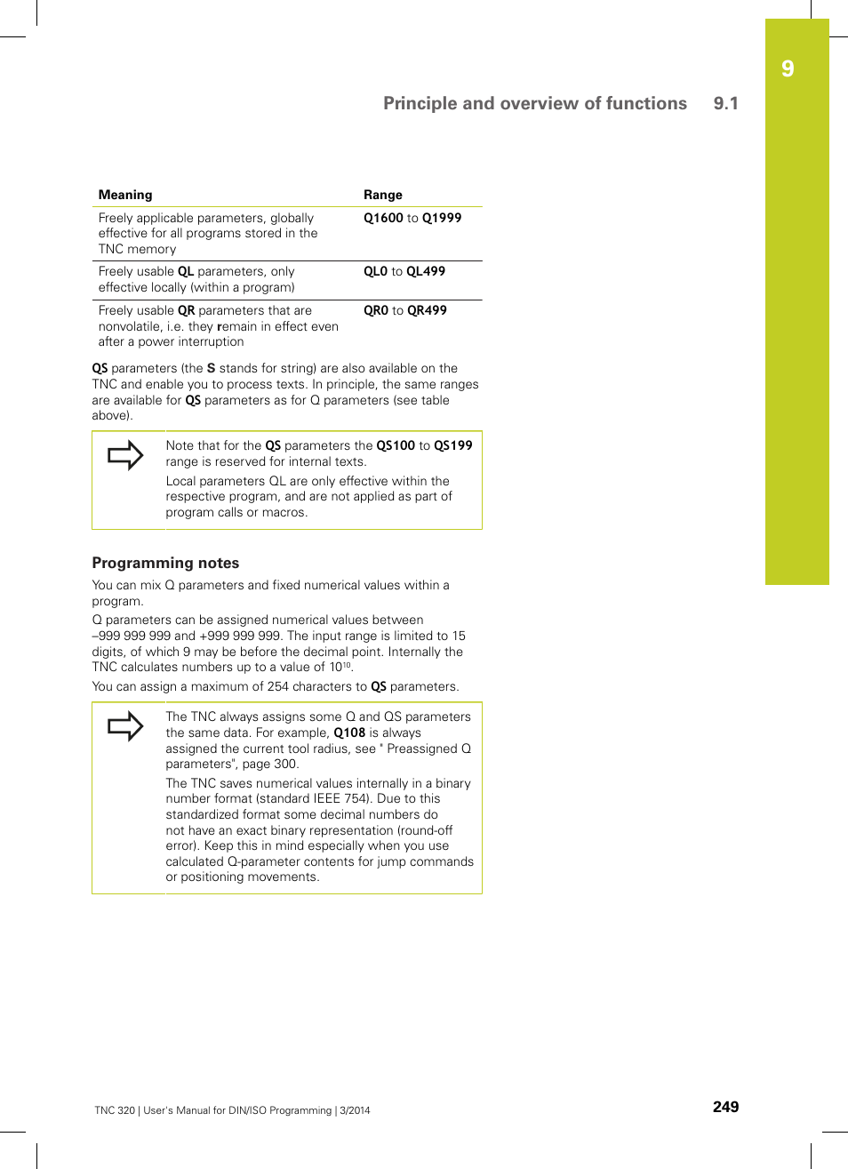 Programming notes, Principle and overview of functions 9.1 | HEIDENHAIN TNC 320 (77185x-01) ISO programming User Manual | Page 249 / 556