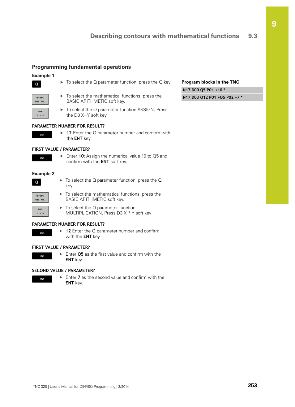 Programming fundamental operations | HEIDENHAIN TNC 320 (77185x-01) ISO programming User Manual | Page 253 / 556