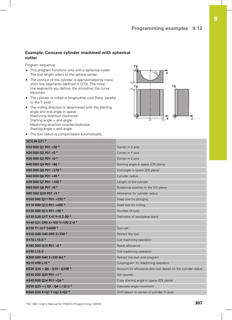 Programming examples 9.12 | HEIDENHAIN TNC 320 (77185x-01) ISO programming User Manual | Page 307 / 556