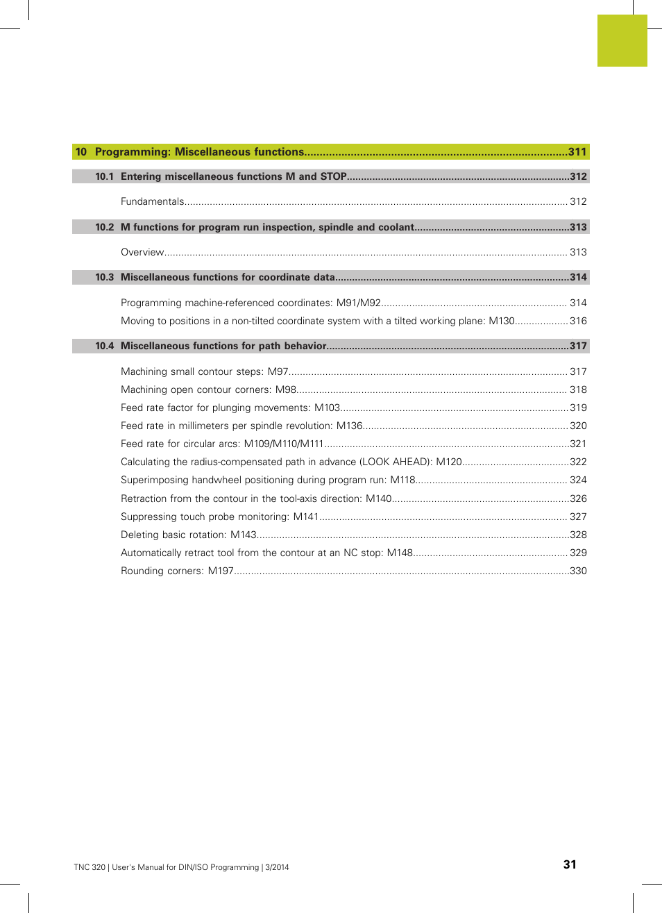 HEIDENHAIN TNC 320 (77185x-01) ISO programming User Manual | Page 31 / 556