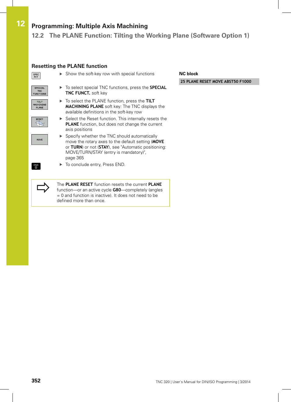 Resetting the plane function | HEIDENHAIN TNC 320 (77185x-01) ISO programming User Manual | Page 352 / 556