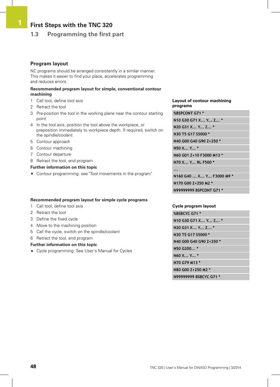 Program layout | HEIDENHAIN TNC 320 (77185x-01) ISO programming User Manual | Page 48 / 556