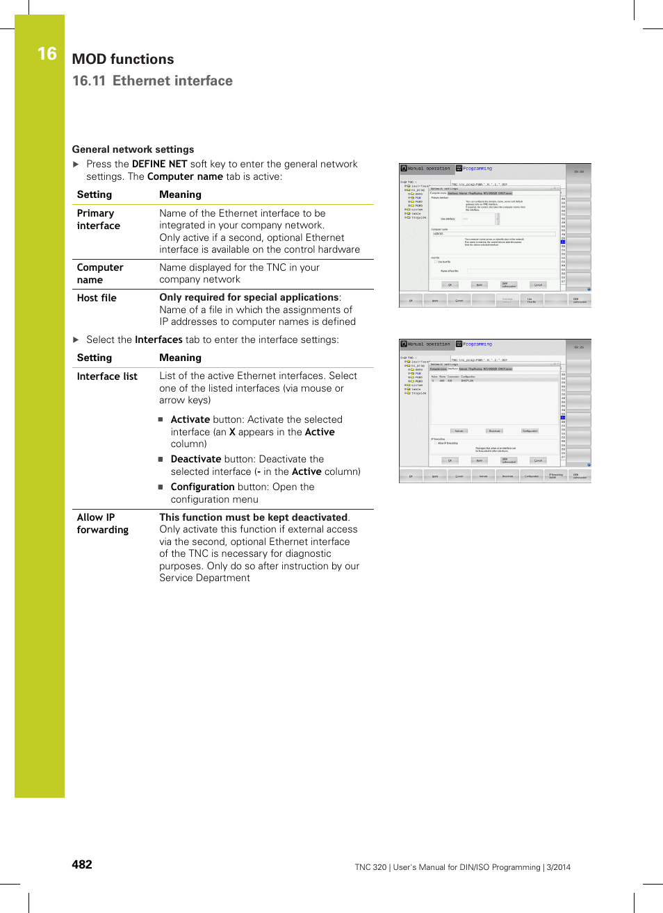 Mod functions 16.11 ethernet interface | HEIDENHAIN TNC 320 (77185x-01) ISO programming User Manual | Page 482 / 556