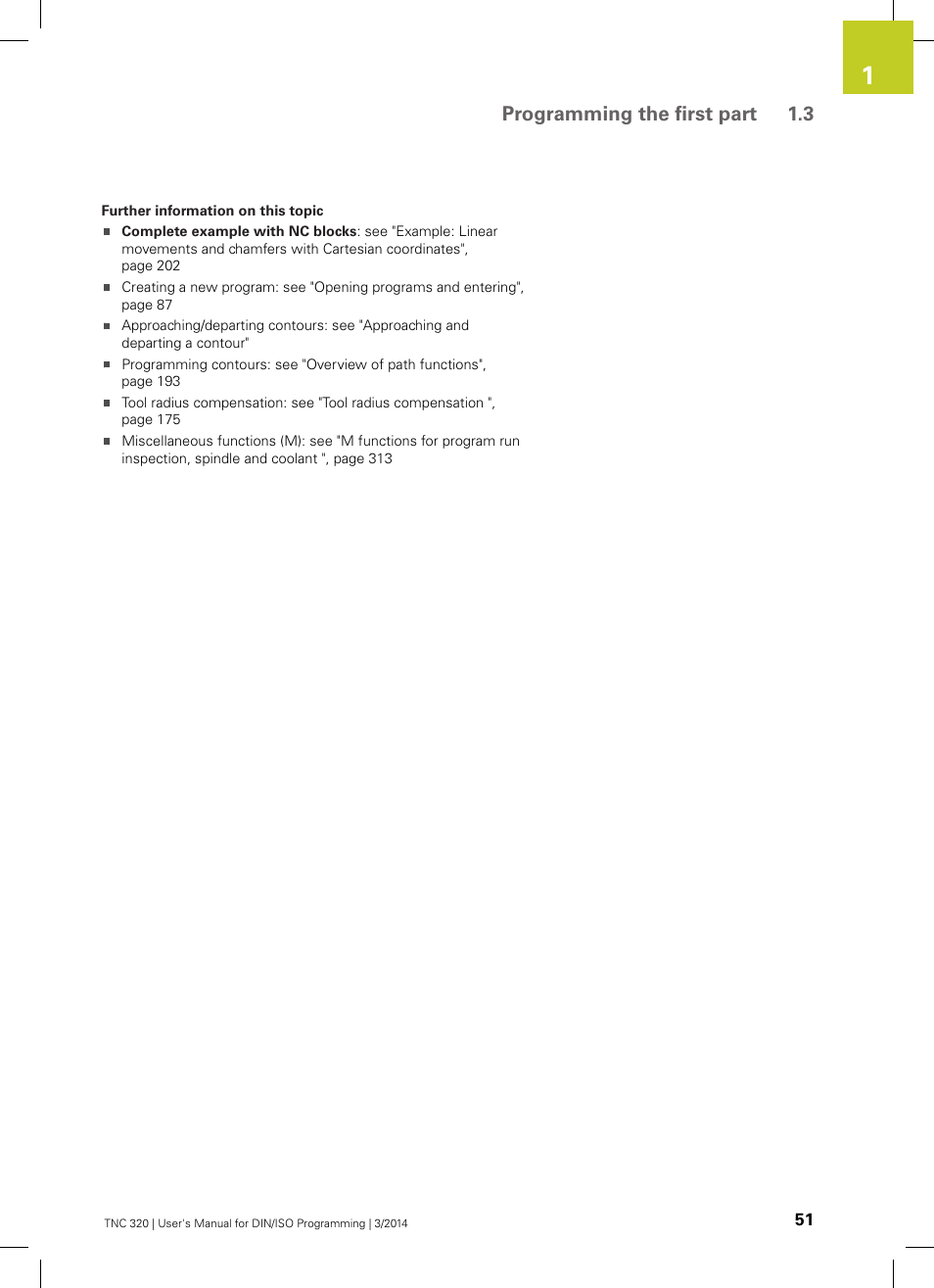 Programming the first part 1.3 | HEIDENHAIN TNC 320 (77185x-01) ISO programming User Manual | Page 51 / 556
