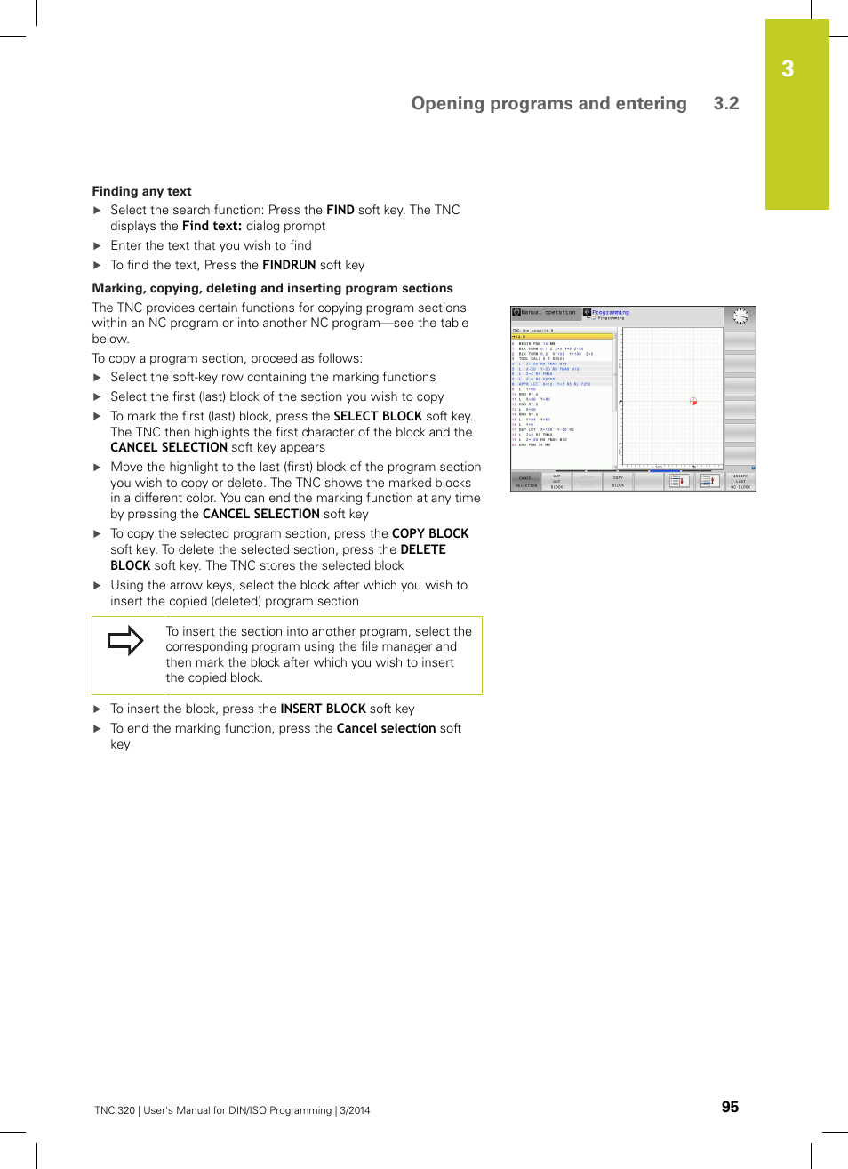 Opening programs and entering 3.2 | HEIDENHAIN TNC 320 (77185x-01) ISO programming User Manual | Page 95 / 556