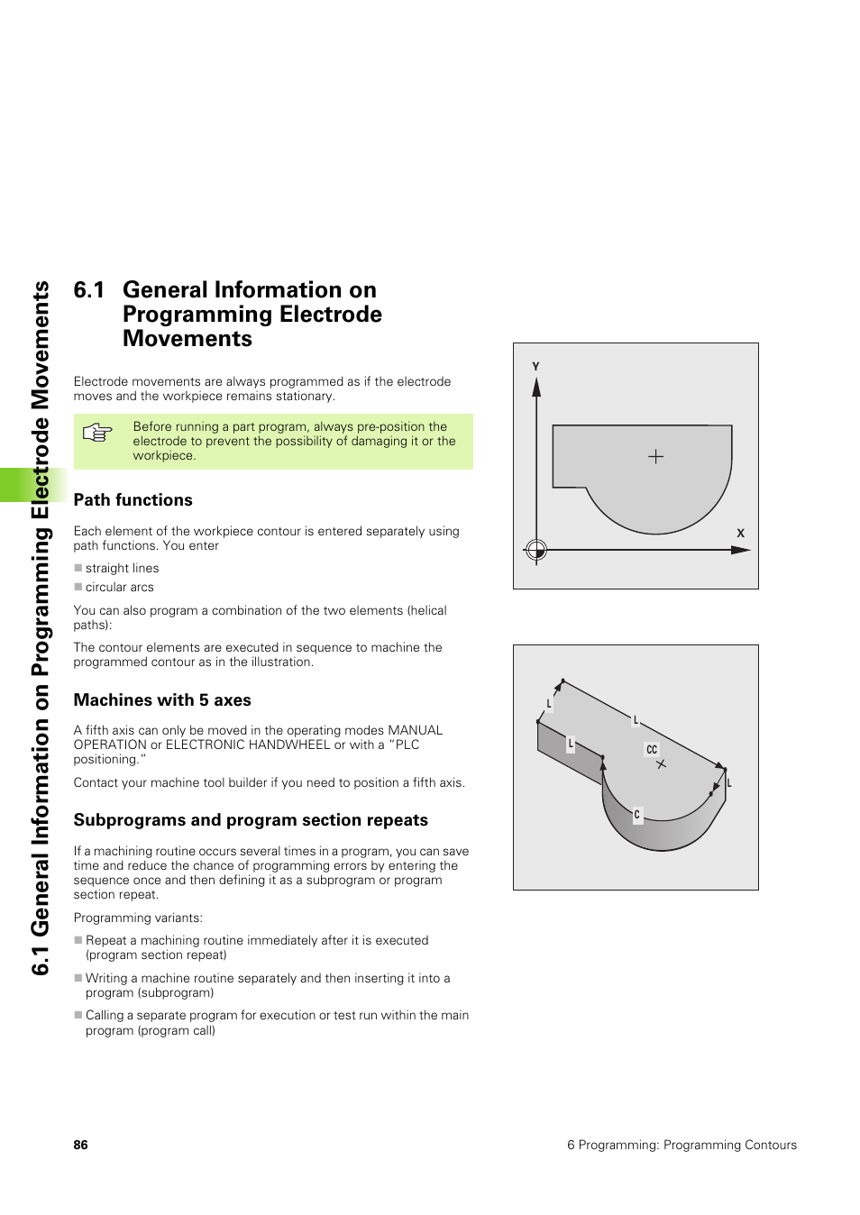 Path functions, Machines with 5 axes, Subprograms and program section repeats | HEIDENHAIN TNC 406 User Manual | Page 107 / 289