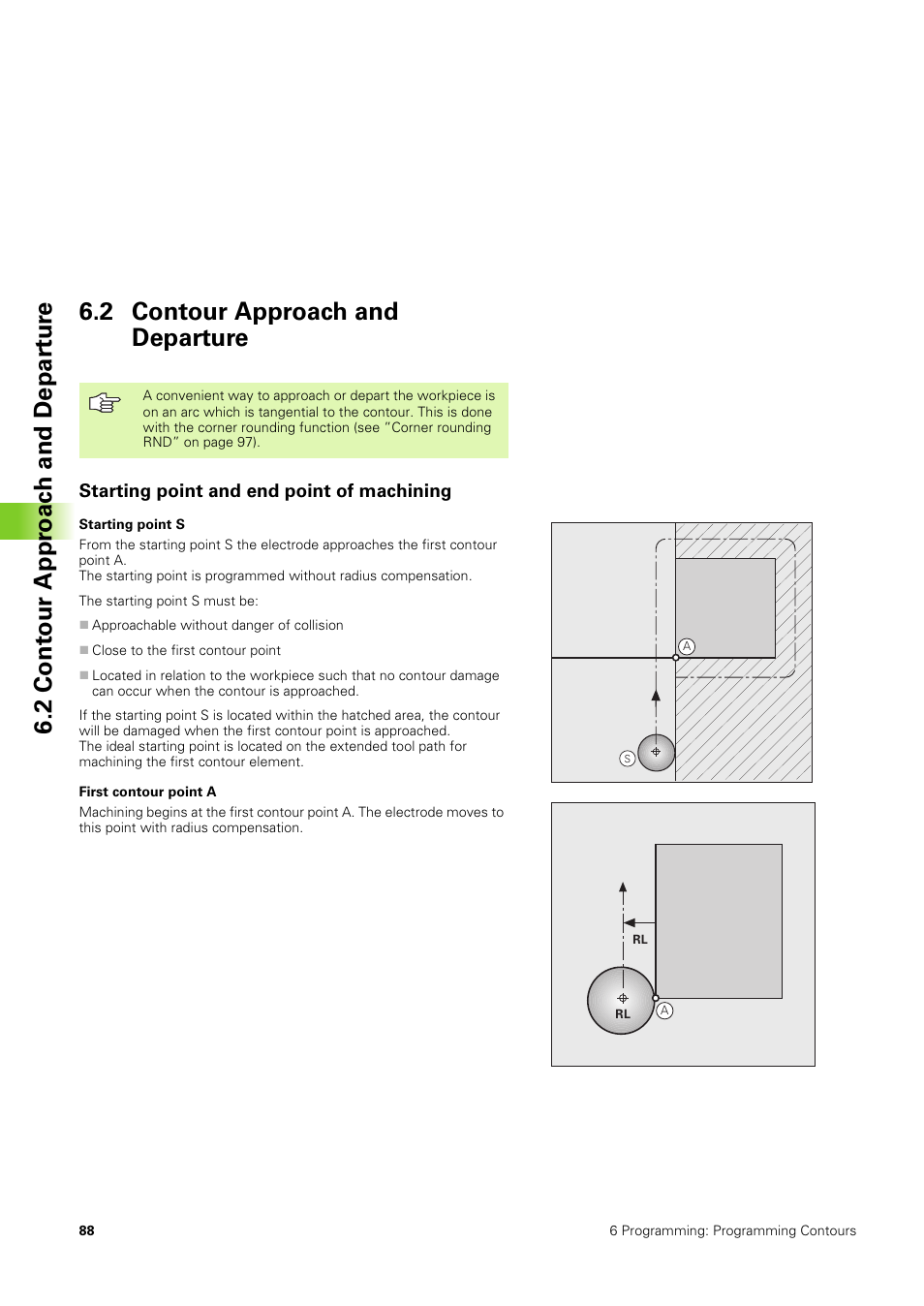 2 contour approach and departure, Starting point and end point of machining | HEIDENHAIN TNC 406 User Manual | Page 109 / 289