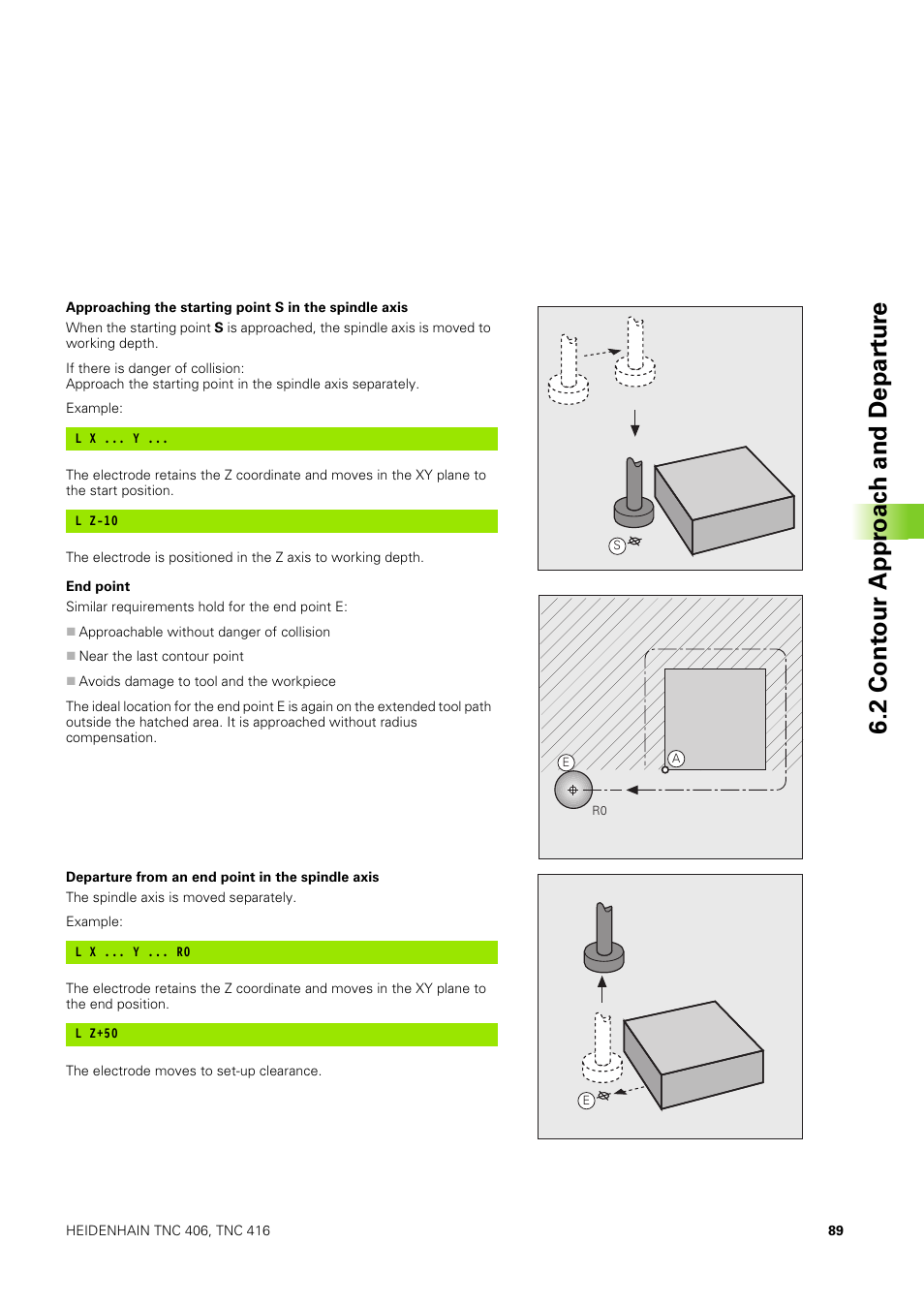 2 cont our appr oac h and depar tur e | HEIDENHAIN TNC 406 User Manual | Page 110 / 289