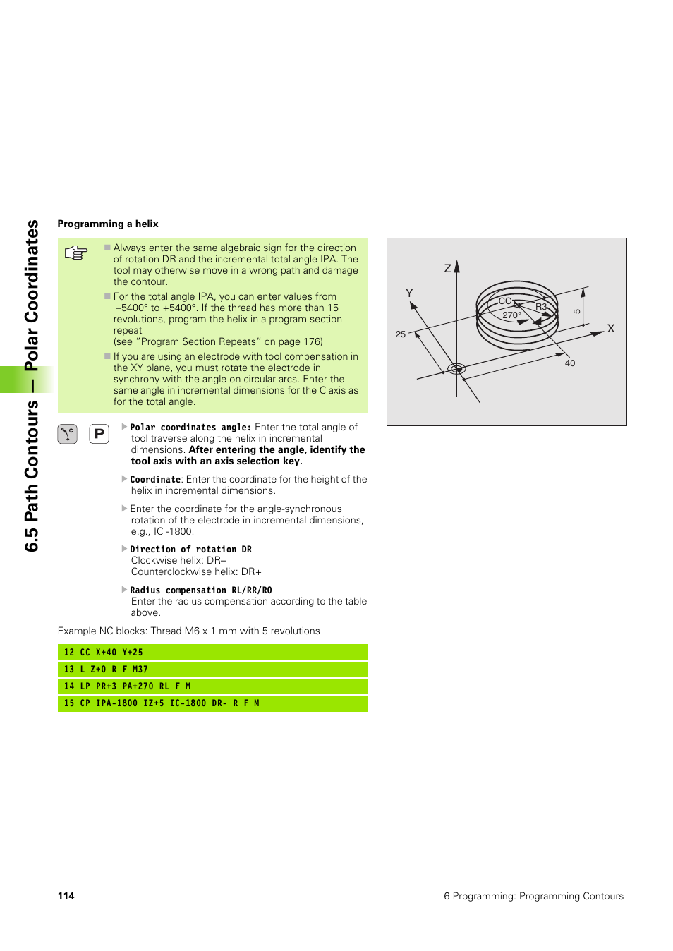 5 p a th cont ours — p o lar coor dinat e s | HEIDENHAIN TNC 406 User Manual | Page 135 / 289