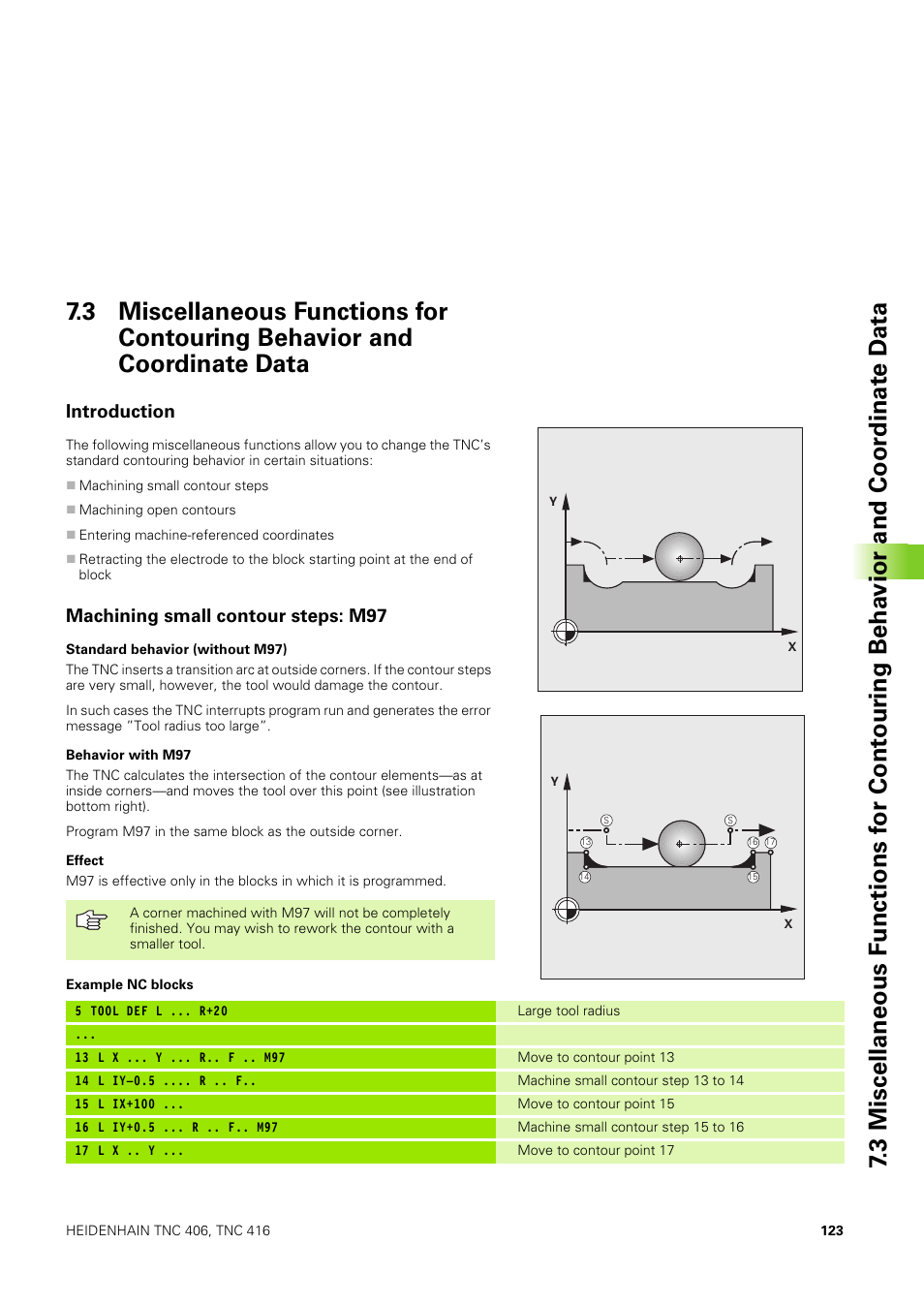 Introduction, Machining small contour steps: m97 | HEIDENHAIN TNC 406 User Manual | Page 144 / 289