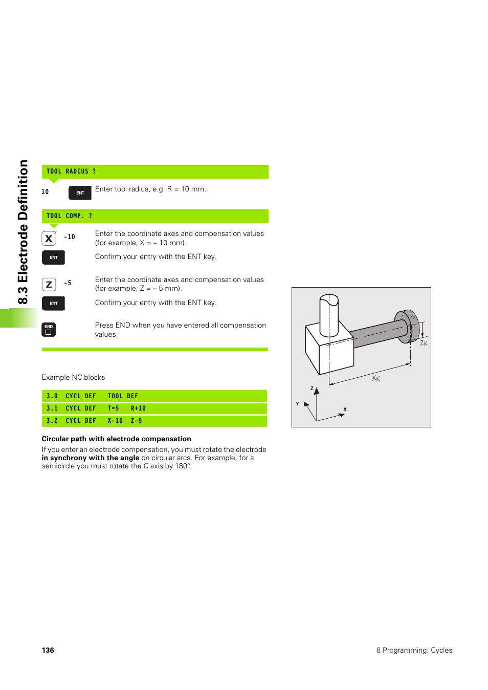 Example nc blocks, 3 electr ode definition | HEIDENHAIN TNC 406 User Manual | Page 157 / 289