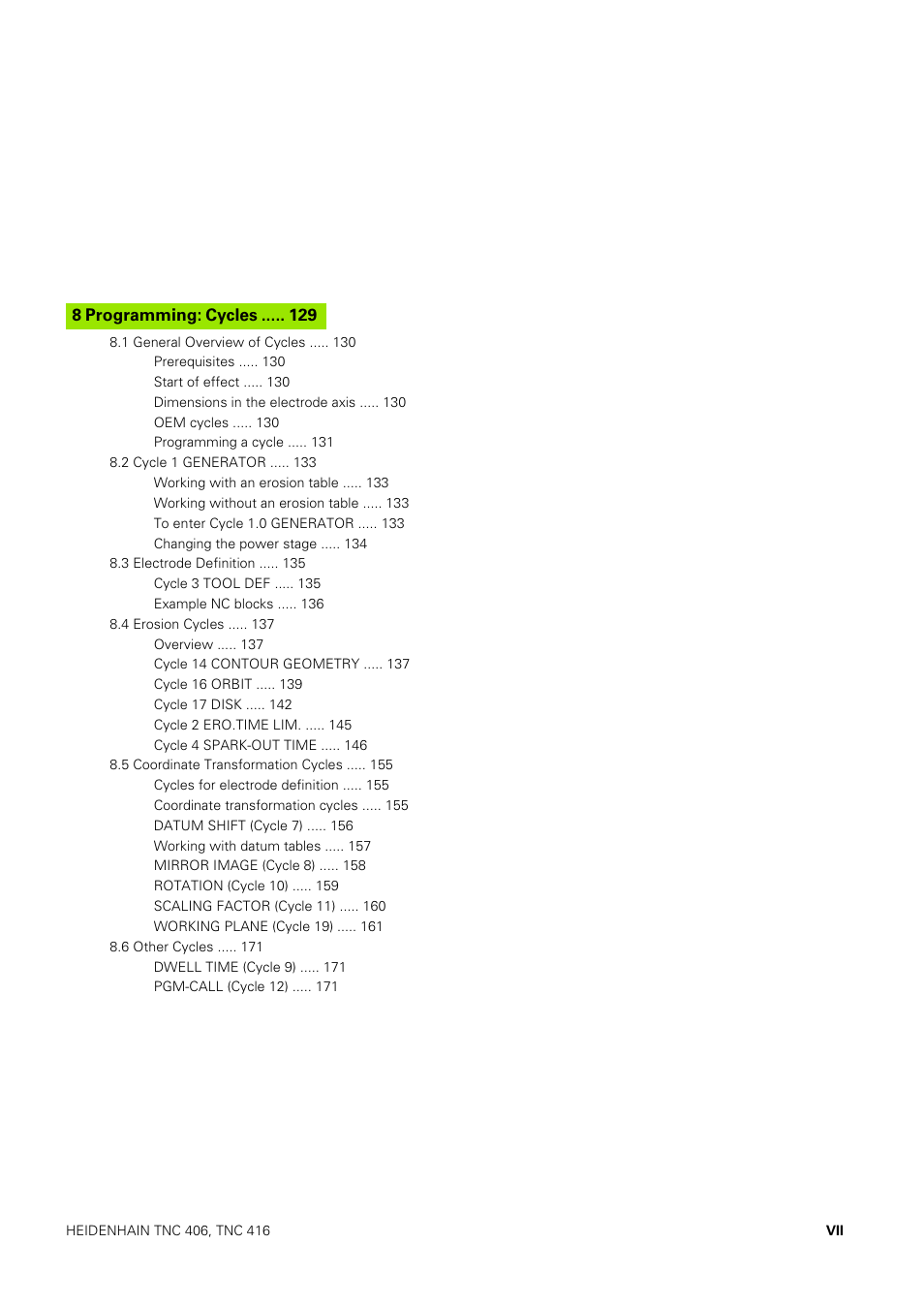 8 programming: cycles | HEIDENHAIN TNC 406 User Manual | Page 16 / 289