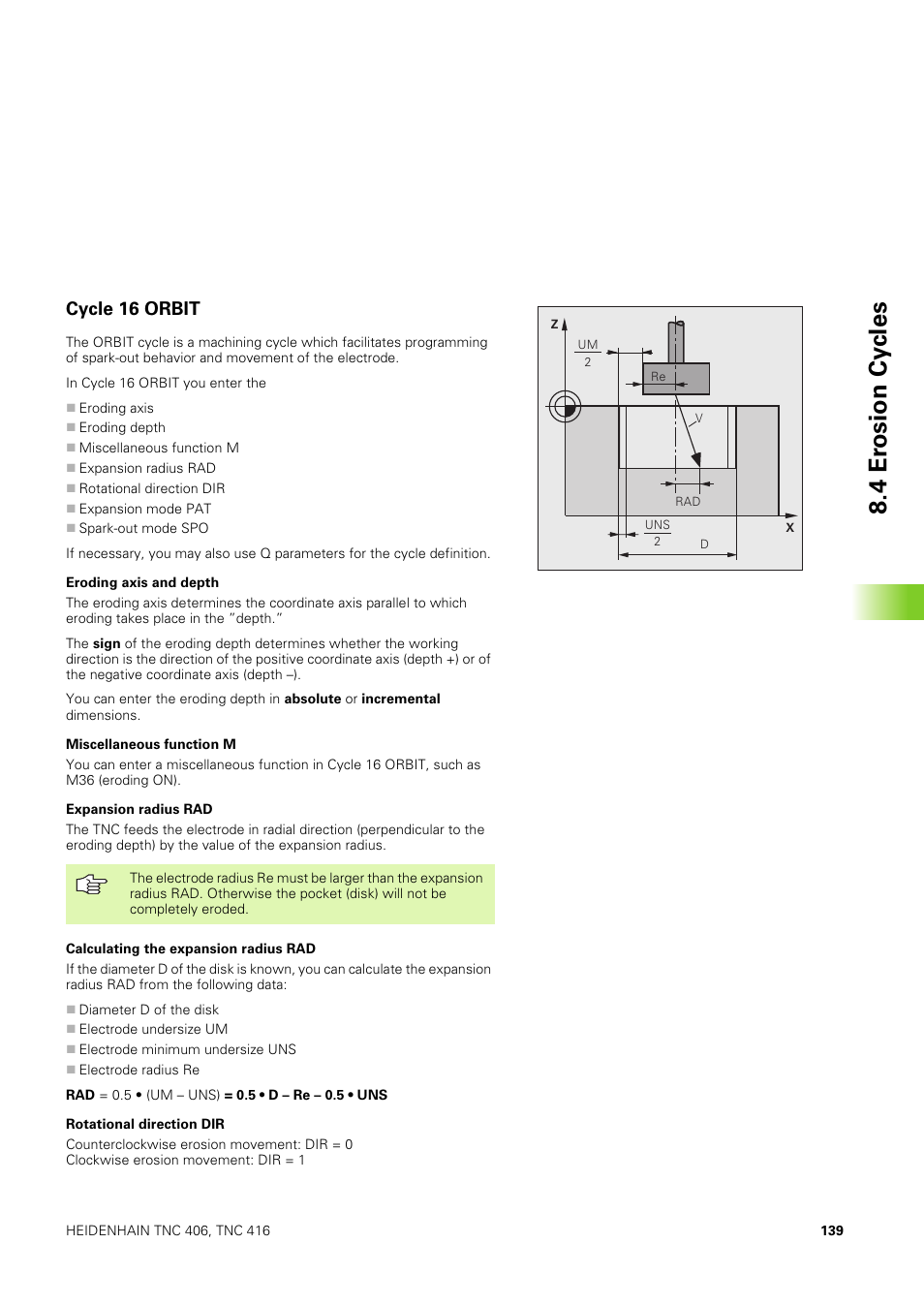 Cycle 16 orbit, 4 er osion cy cles | HEIDENHAIN TNC 406 User Manual | Page 160 / 289