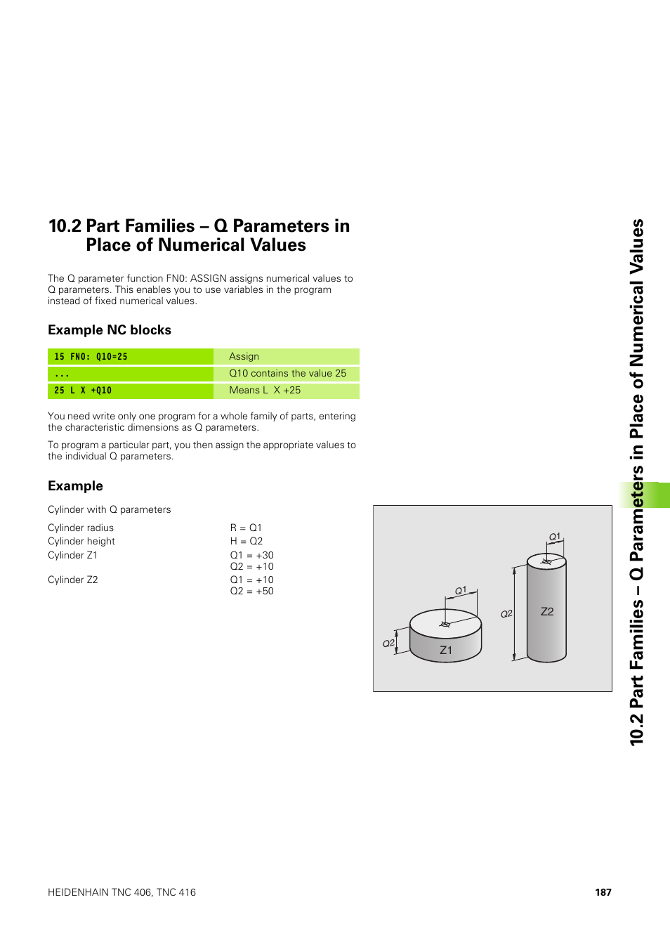 Example nc blocks, Example | HEIDENHAIN TNC 406 User Manual | Page 208 / 289