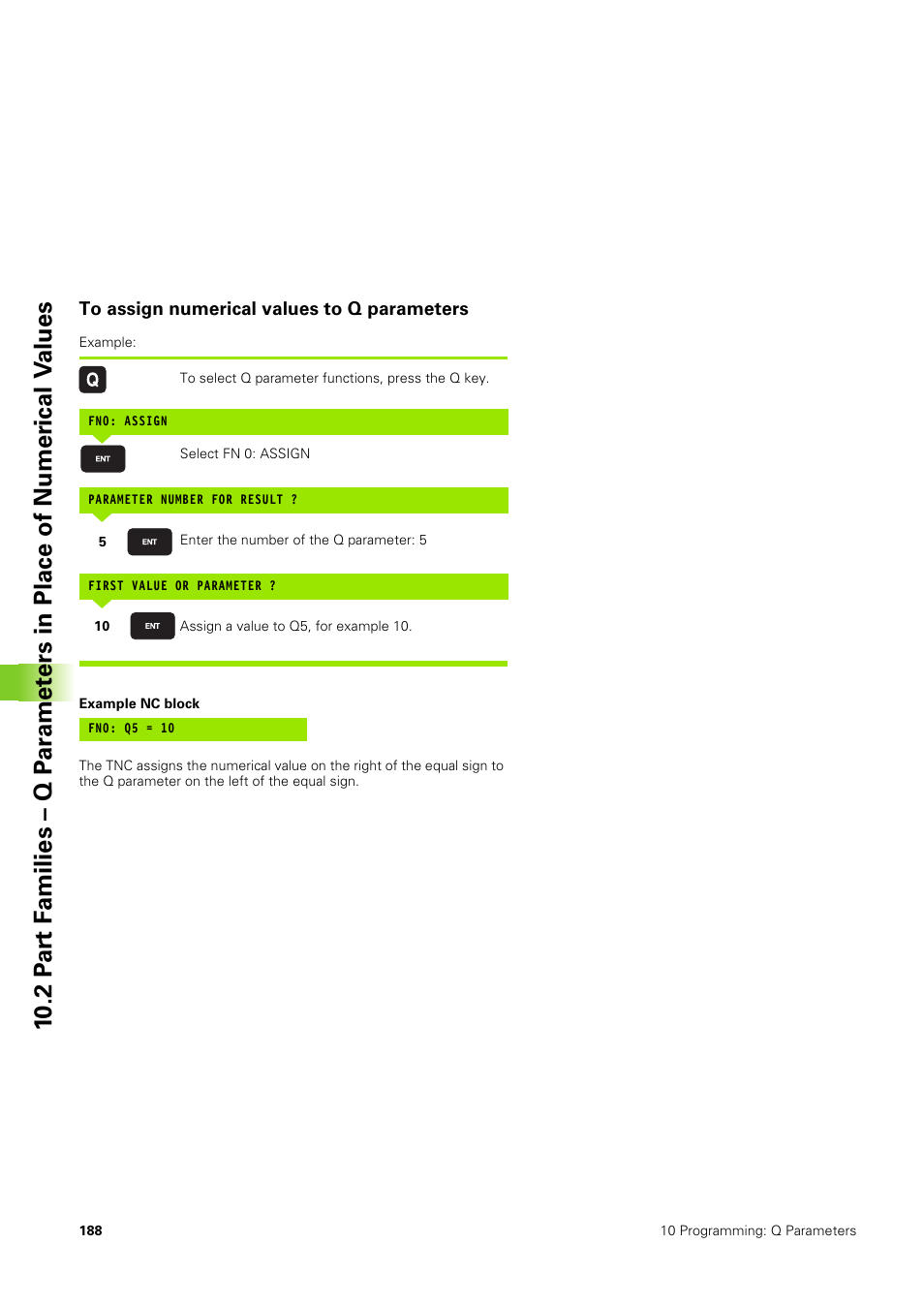 To assign numerical values to q parameters | HEIDENHAIN TNC 406 User Manual | Page 209 / 289