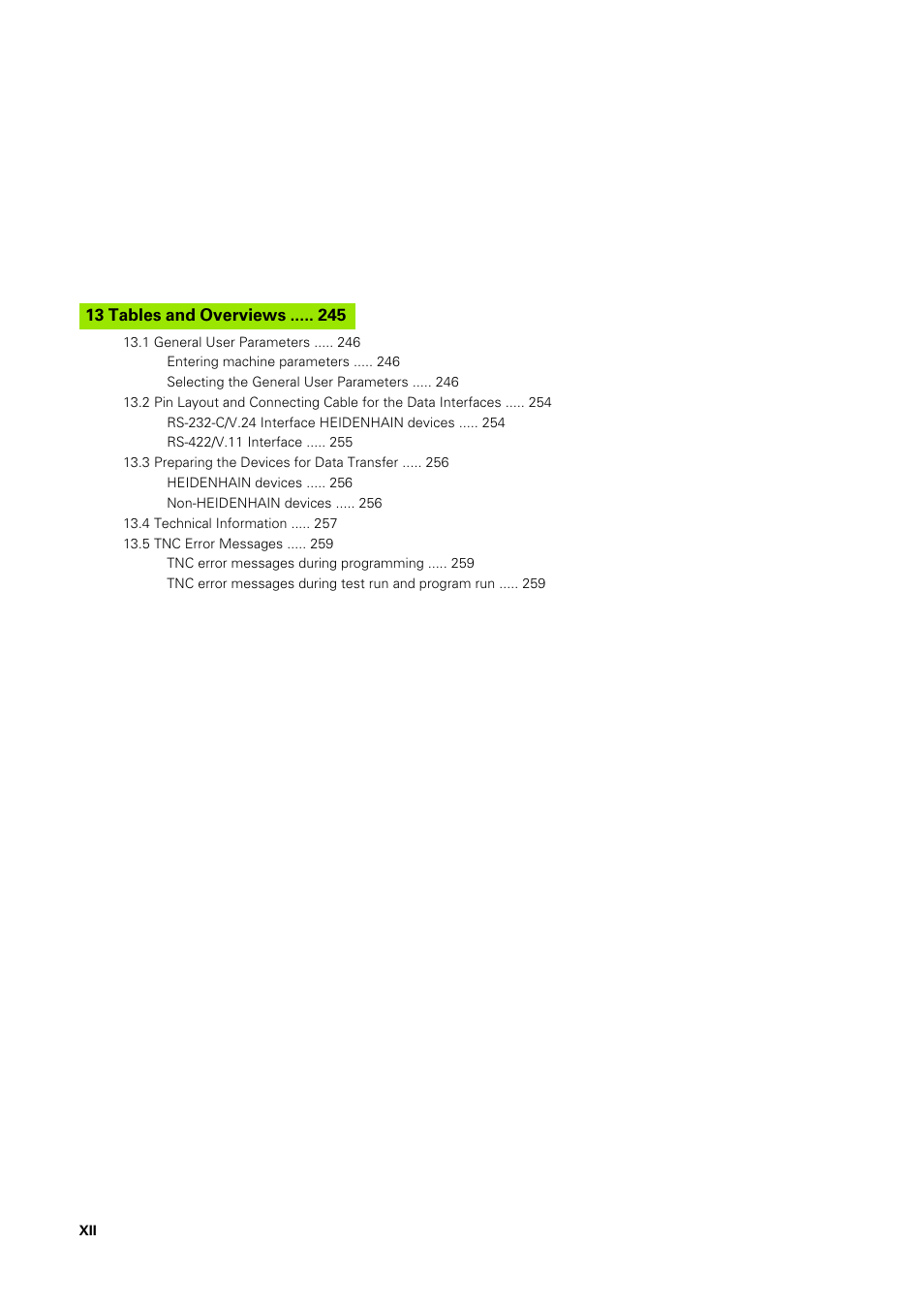 13 tables and overviews | HEIDENHAIN TNC 406 User Manual | Page 21 / 289