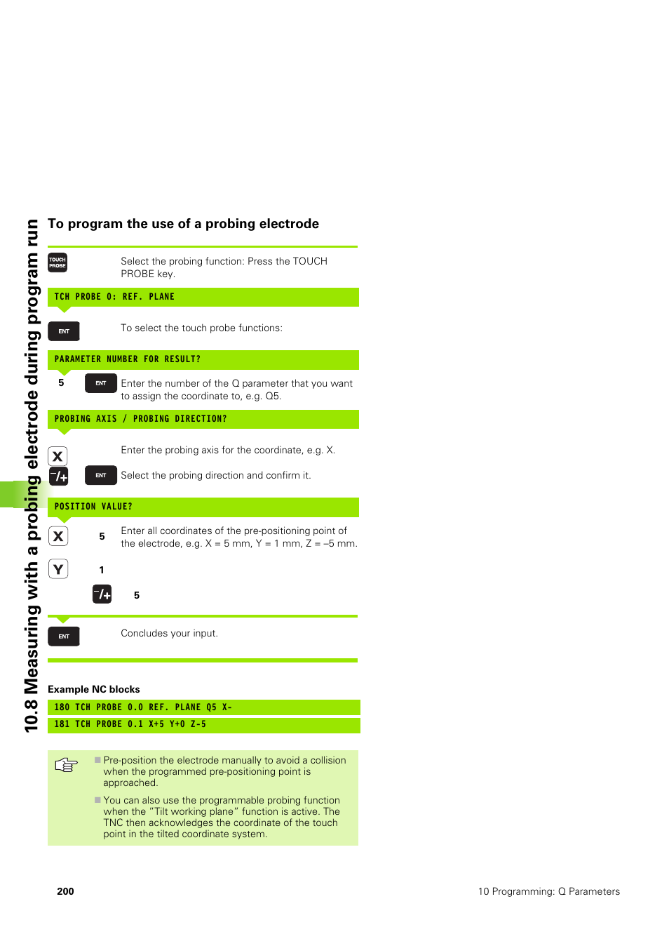 To program the use of a probing electrode | HEIDENHAIN TNC 406 User Manual | Page 221 / 289