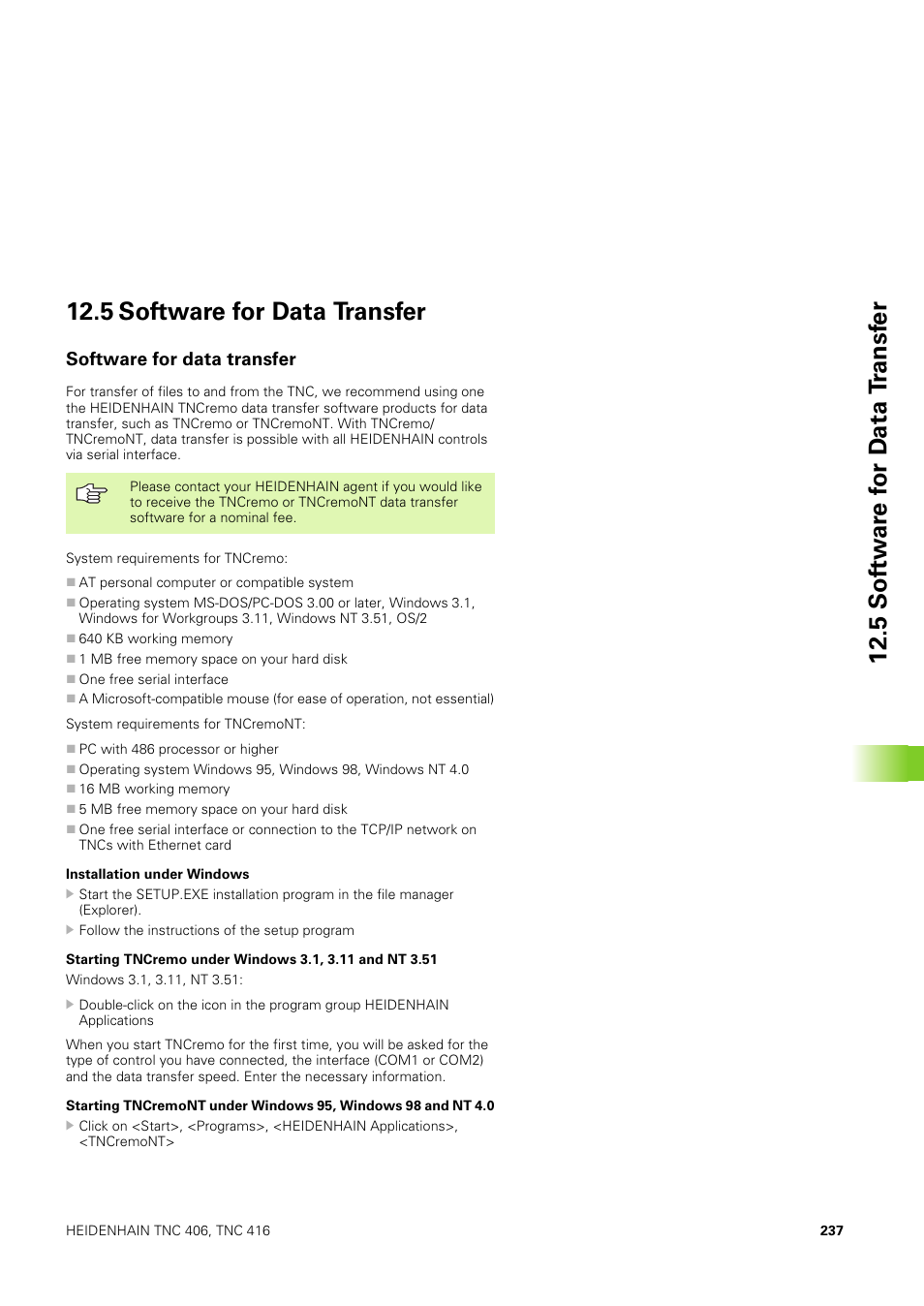 5 software for data transfer, Software for data transfer | HEIDENHAIN TNC 406 User Manual | Page 258 / 289