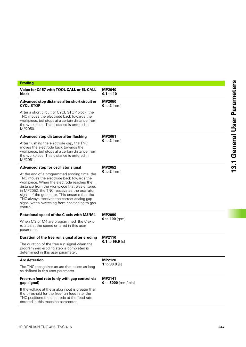 1 gener a l user p ar amet ers | HEIDENHAIN TNC 406 User Manual | Page 268 / 289