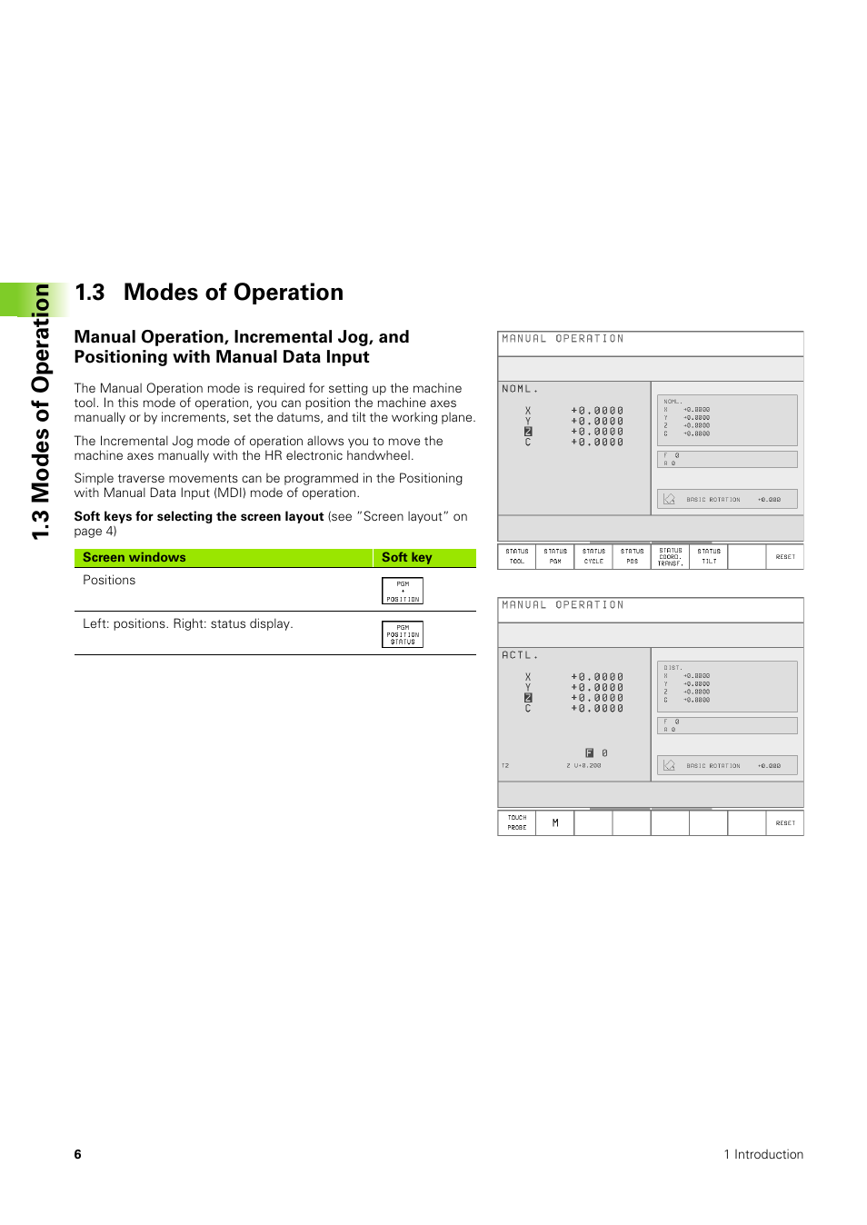 3 modes of operation, 3 modes of oper ation 1.3 modes of operation | HEIDENHAIN TNC 406 User Manual | Page 27 / 289