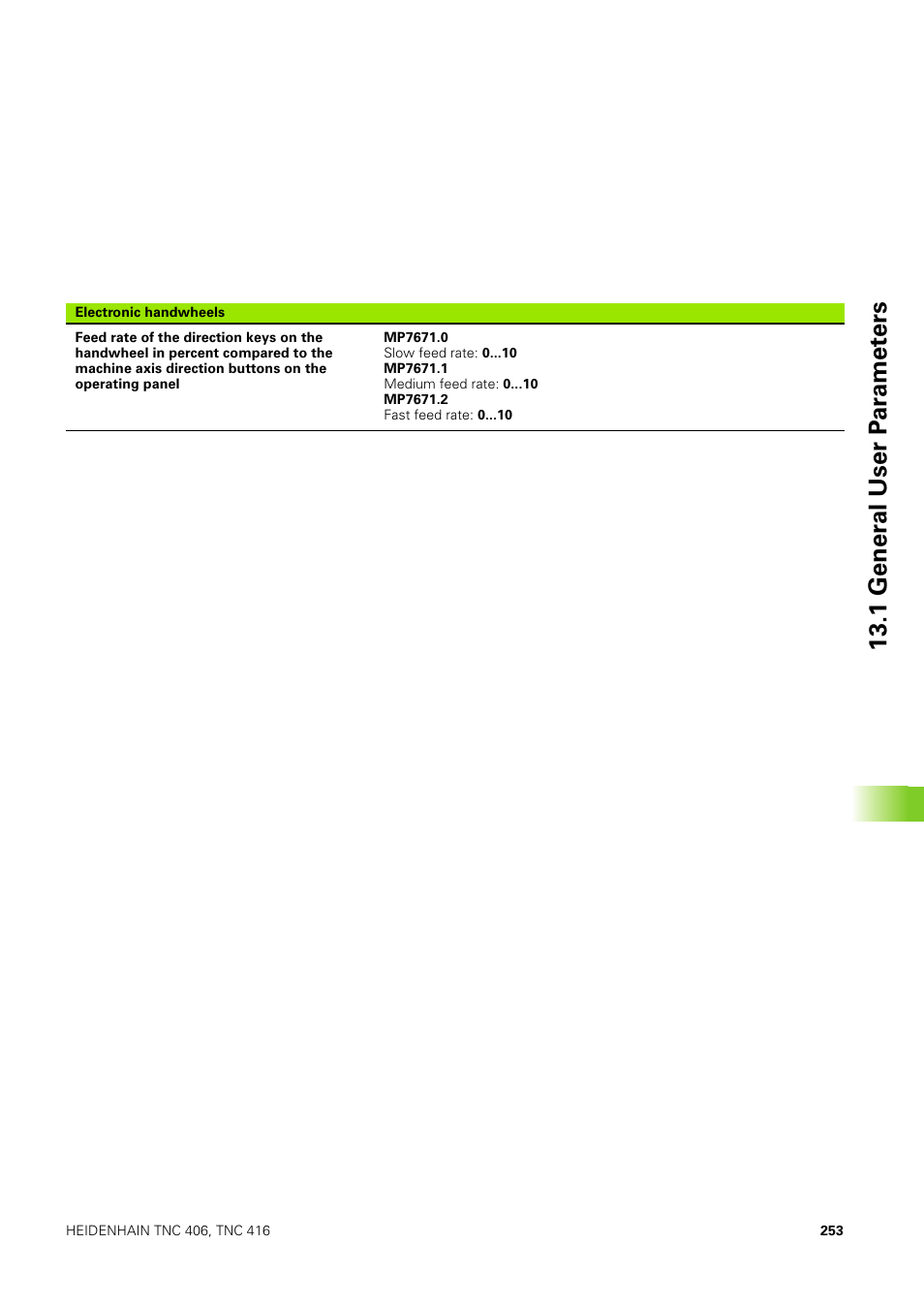 1 gener a l user p ar amet ers | HEIDENHAIN TNC 406 User Manual | Page 274 / 289