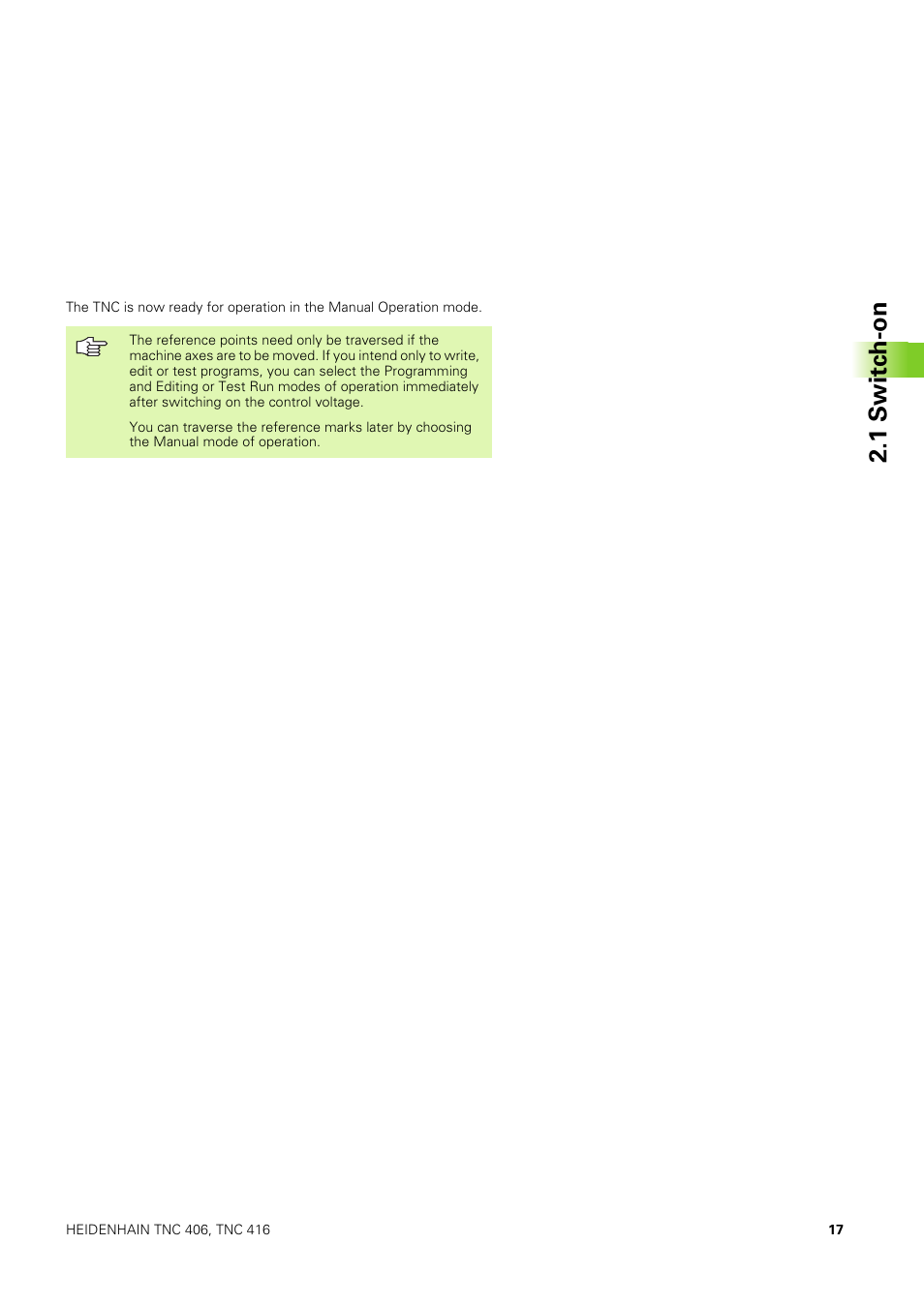 1 s w itc h -on | HEIDENHAIN TNC 406 User Manual | Page 38 / 289