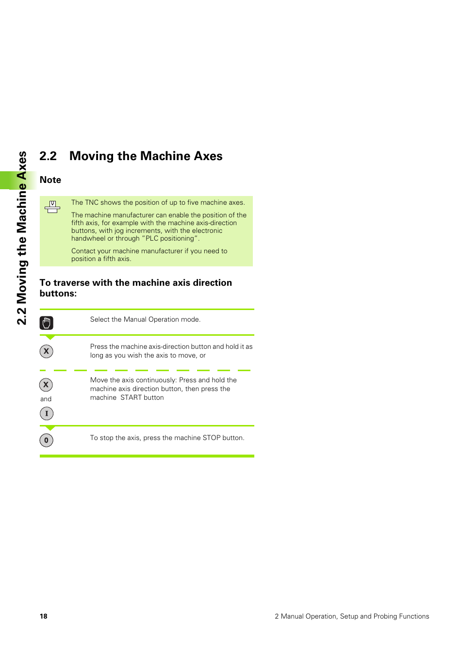 2 moving the machine axes, Note | HEIDENHAIN TNC 406 User Manual | Page 39 / 289