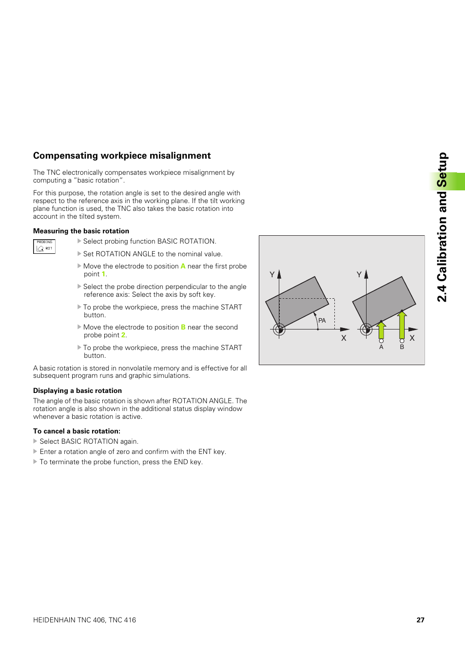 Compensating workpiece misalignment, 4 calibr ation and set u p | HEIDENHAIN TNC 406 User Manual | Page 48 / 289