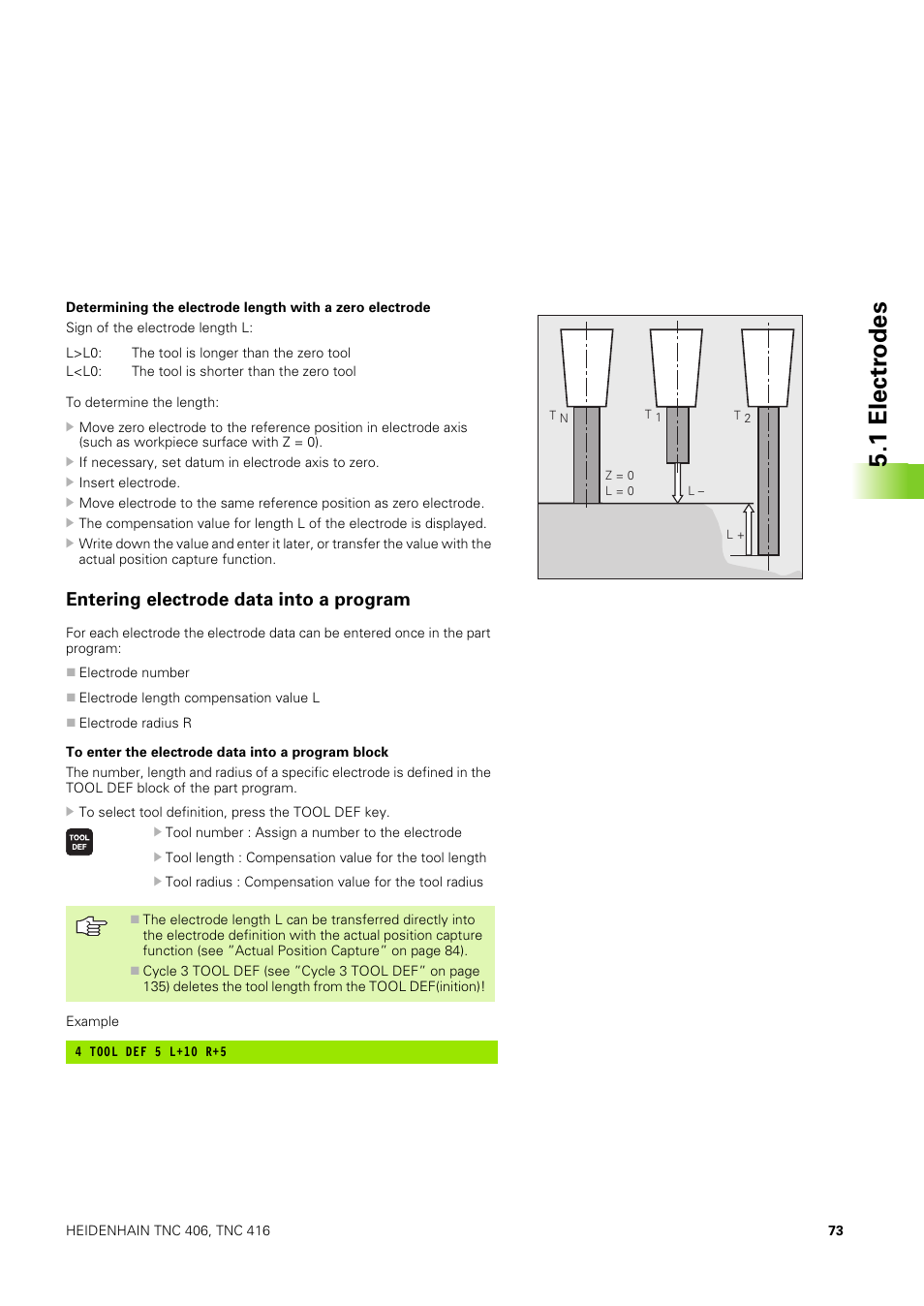 Entering electrode data into a program, 1 electr odes | HEIDENHAIN TNC 406 User Manual | Page 94 / 289