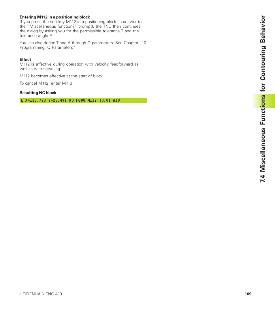HEIDENHAIN TNC 410 User Manual | Page 122 / 319