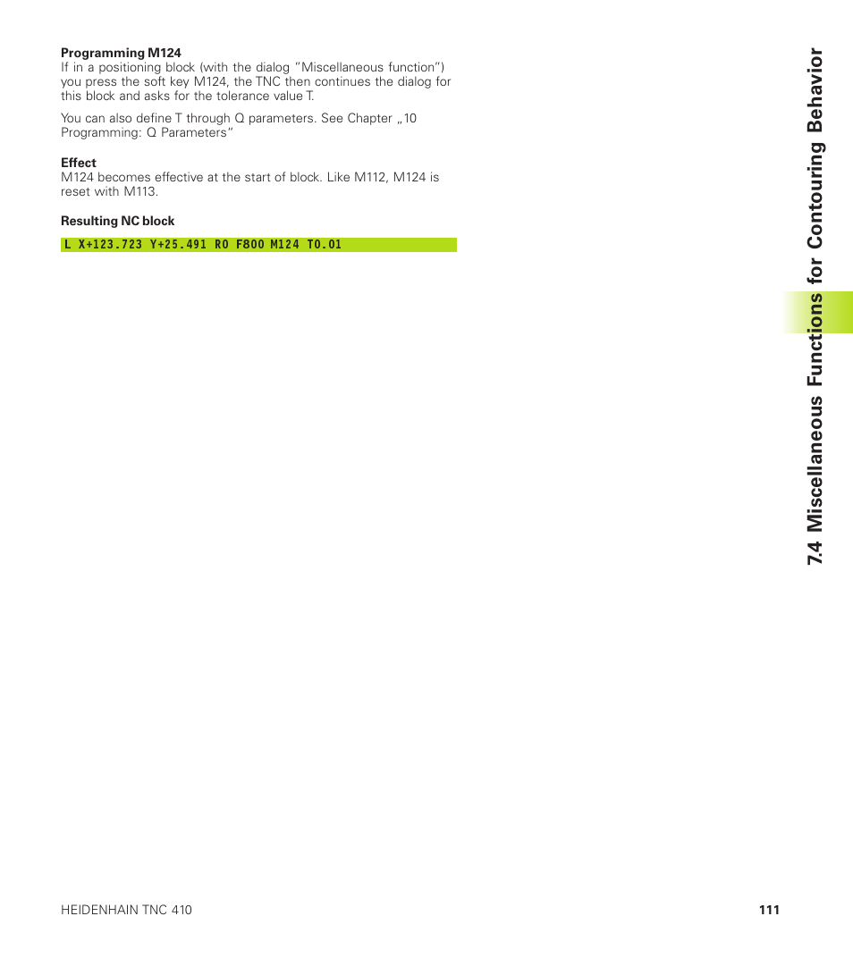 HEIDENHAIN TNC 410 User Manual | Page 124 / 319