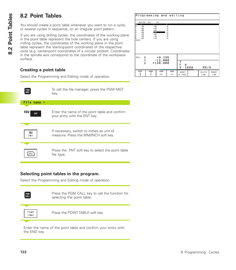 2 point tables, 2 p oint t ables | HEIDENHAIN TNC 410 User Manual | Page 135 / 319