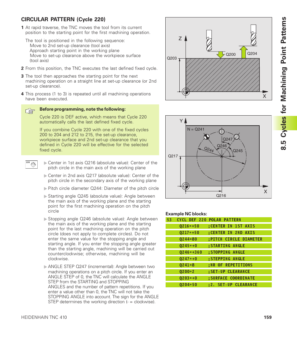 5 cy cles f or mac hining p oint p a tt er ns | HEIDENHAIN TNC 410 User Manual | Page 172 / 319