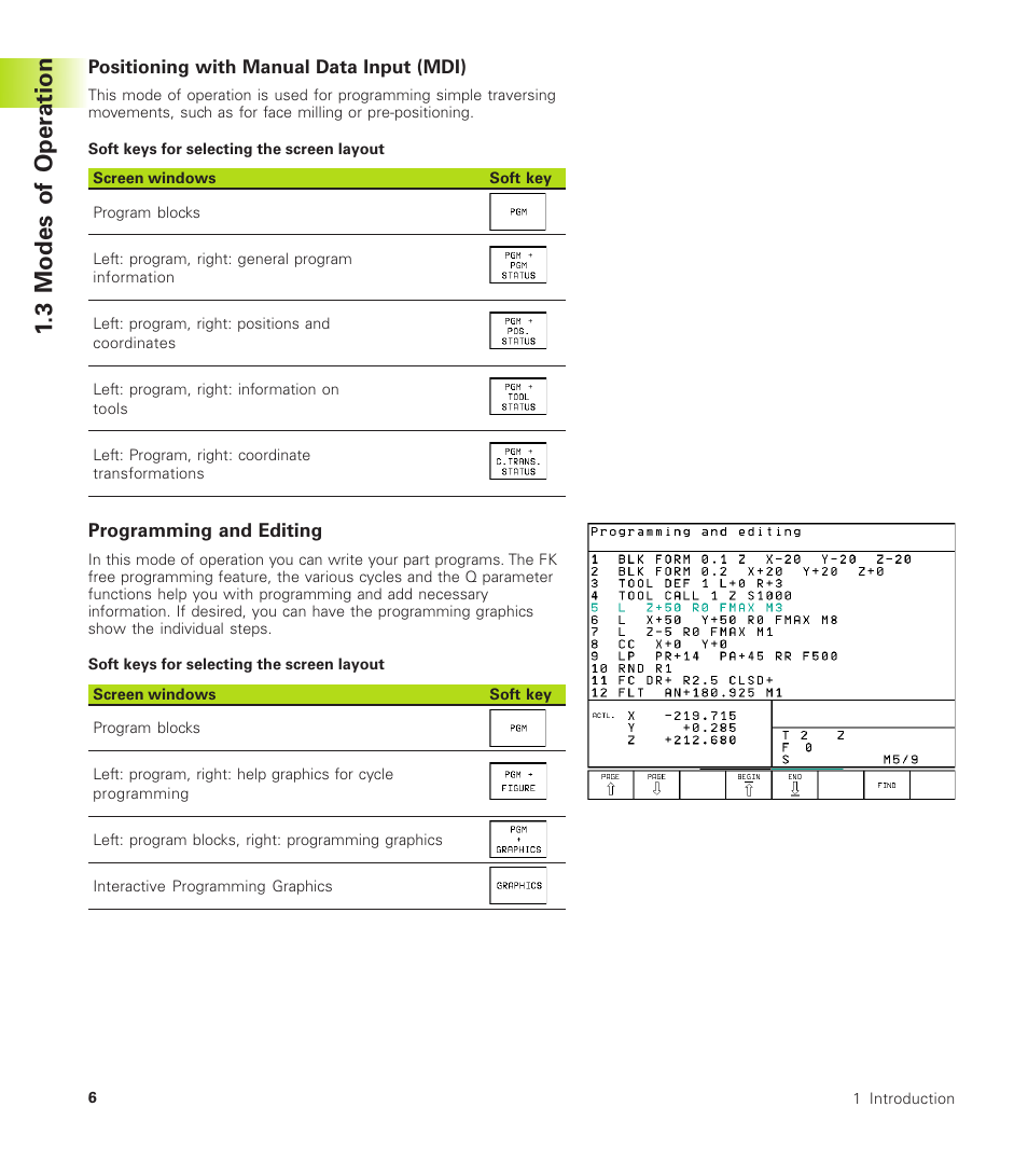 3 modes of oper ation | HEIDENHAIN TNC 410 User Manual | Page 19 / 319