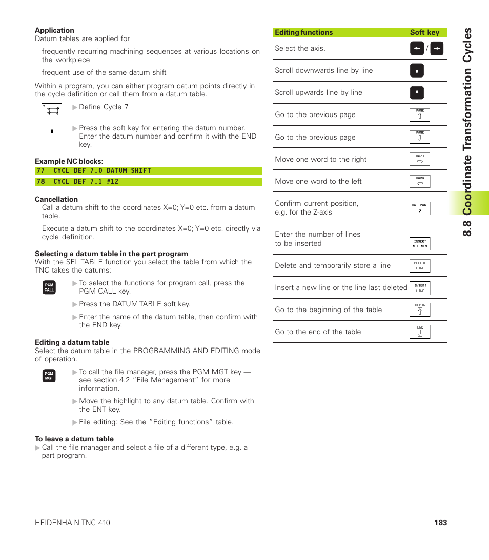 8 coor dinat e t ransf or mation cy cles | HEIDENHAIN TNC 410 User Manual | Page 196 / 319