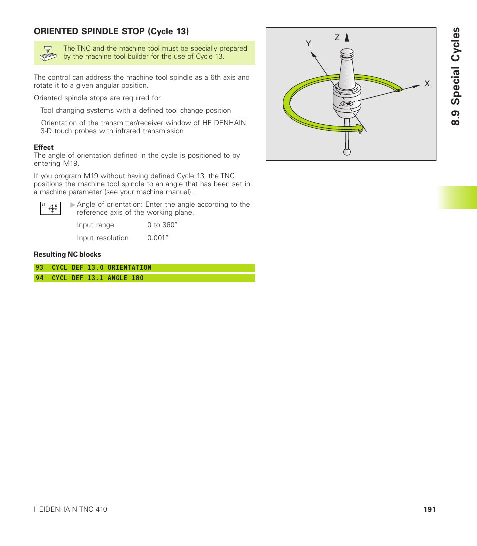 9 special cycles | HEIDENHAIN TNC 410 User Manual | Page 204 / 319